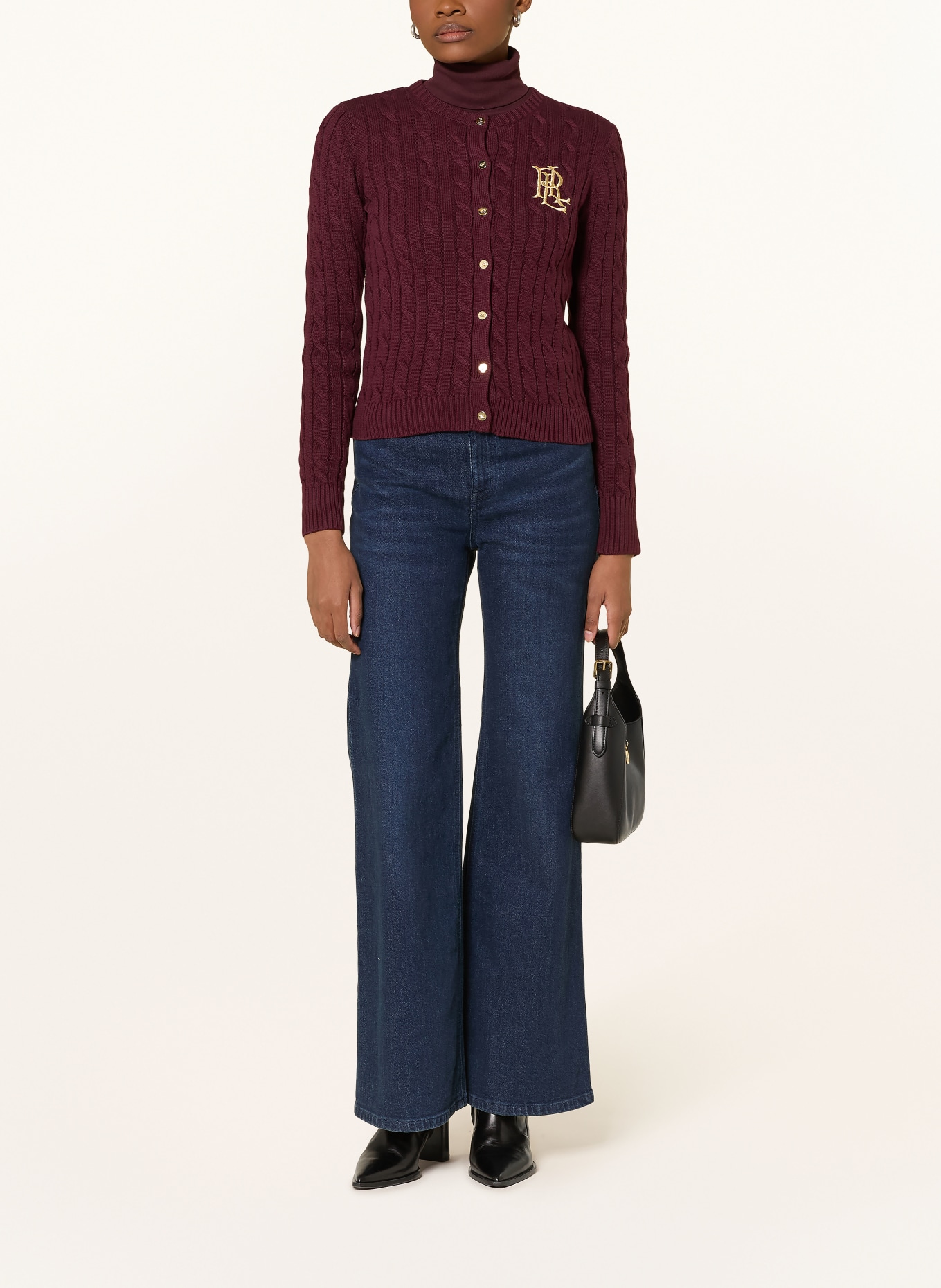 LAUREN RALPH LAUREN Strickjacke: DUNKELROT