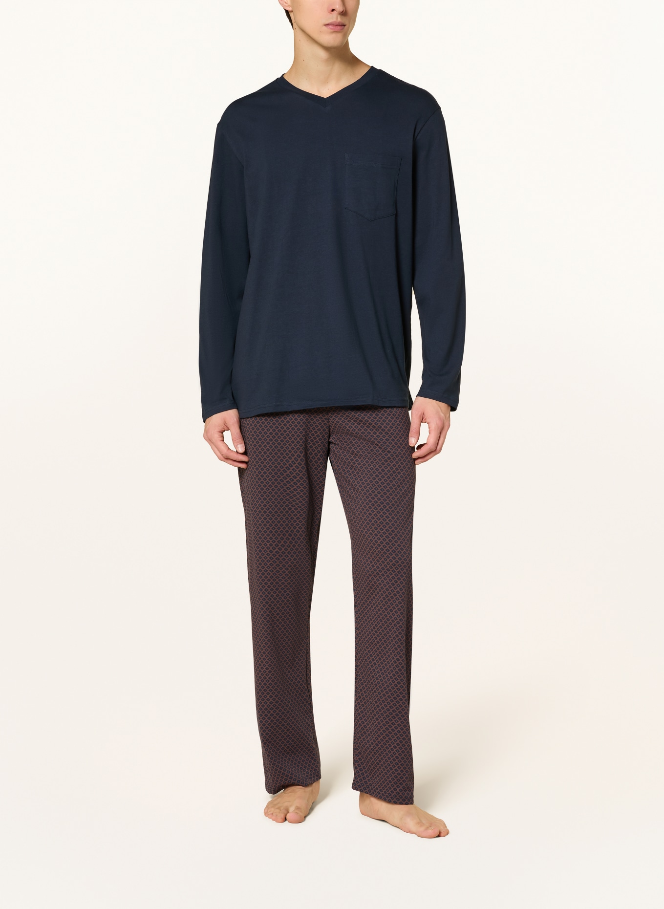 SCHIESSER COMFORT ESSENTIALS" pyjamas: DARK BLUE / BROWN