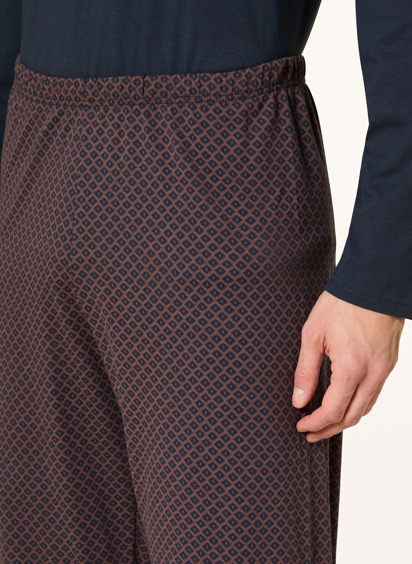 SCHIESSER COMFORT ESSENTIALS" pyjamas: DARK BLUE / BROWN