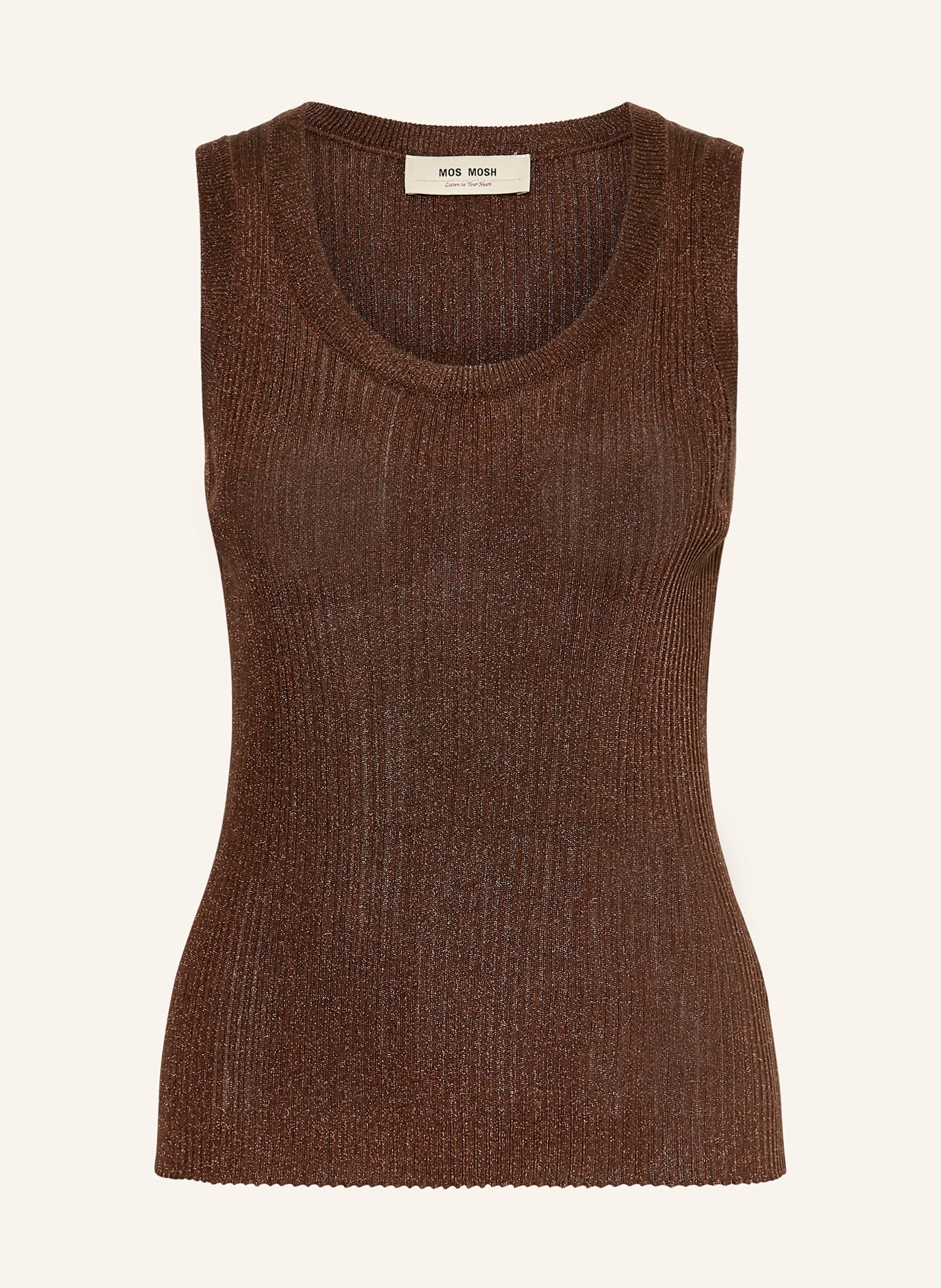 MOS MOSH Stricktop MMRELANA mit Glanzgarn: BRAUN