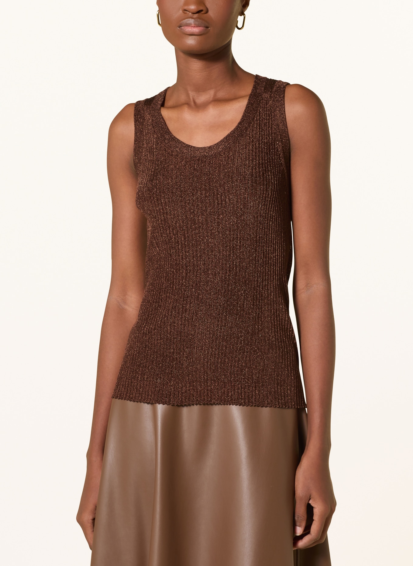 MOS MOSH Stricktop MMRELANA mit Glanzgarn: BRAUN