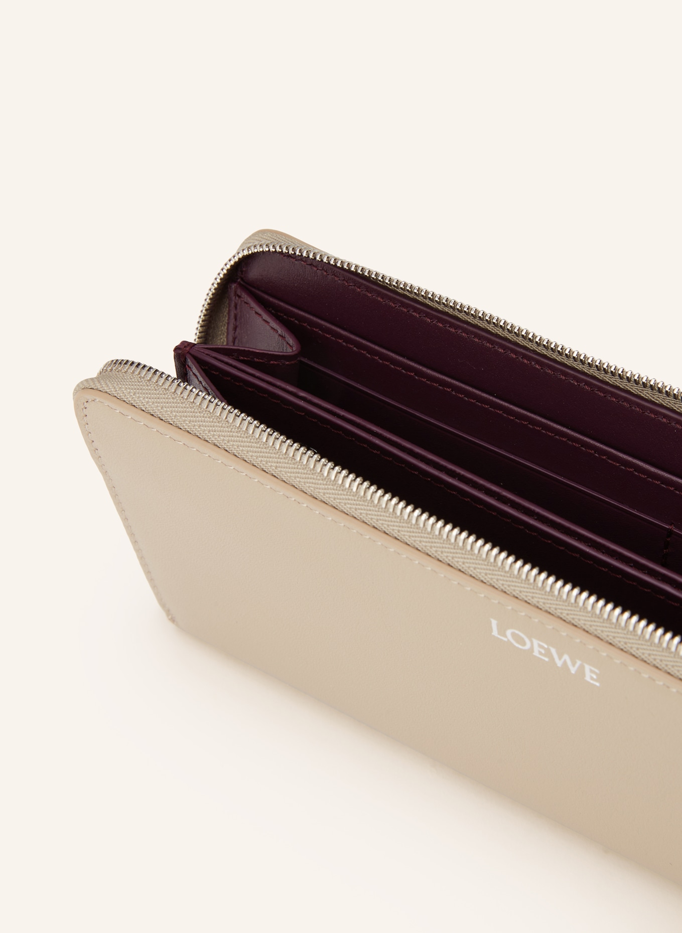 LOEWE Geldbörse: TAUPE / SILBER / DUNKELLILA