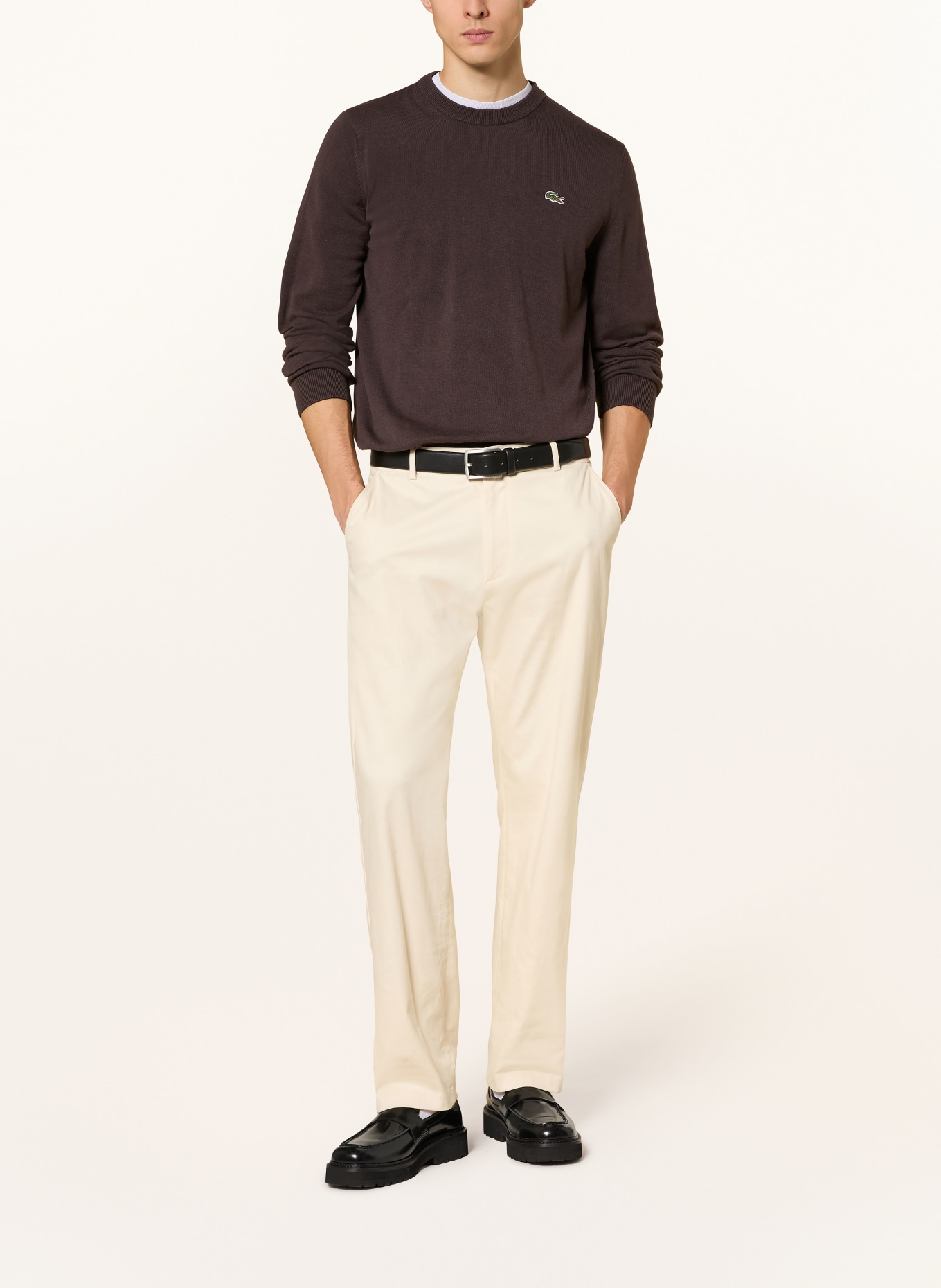 LACOSTE Svetr: TMAVĚ HNĚDÁ