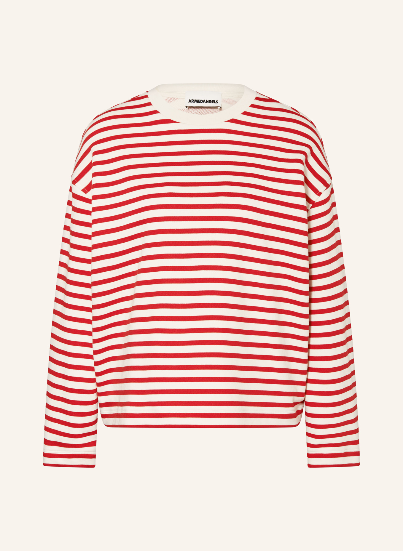 ARMEDANGELS Mikina FRANKAA MAARLEN: ČERVENÁ / BÍLÁ