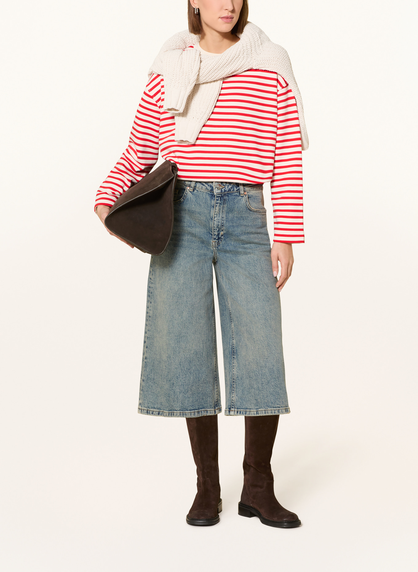 ARMEDANGELS Mikina FRANKAA MAARLEN: ČERVENÁ / BÍLÁ