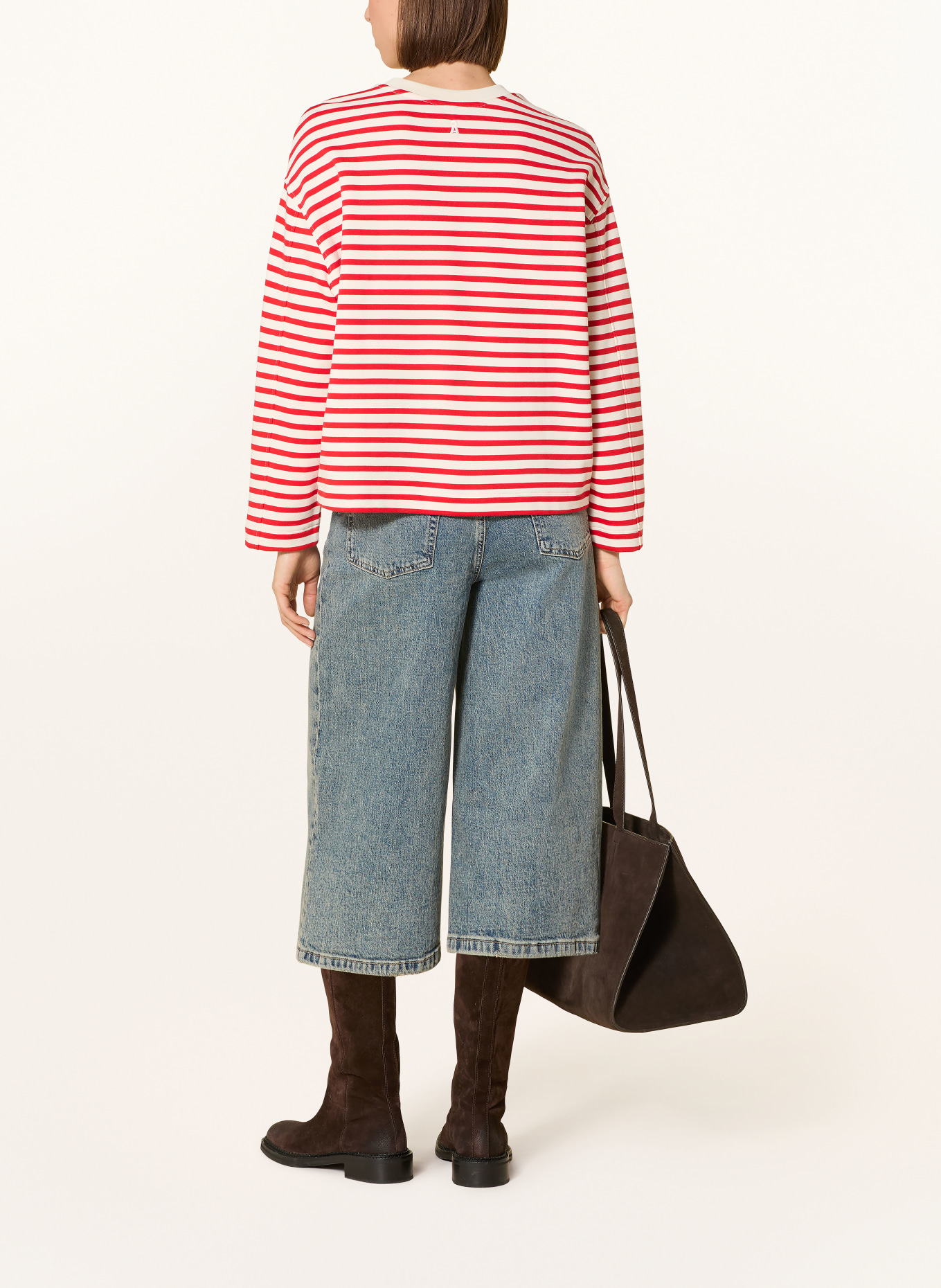 ARMEDANGELS Mikina FRANKAA MAARLEN: ČERVENÁ / BÍLÁ