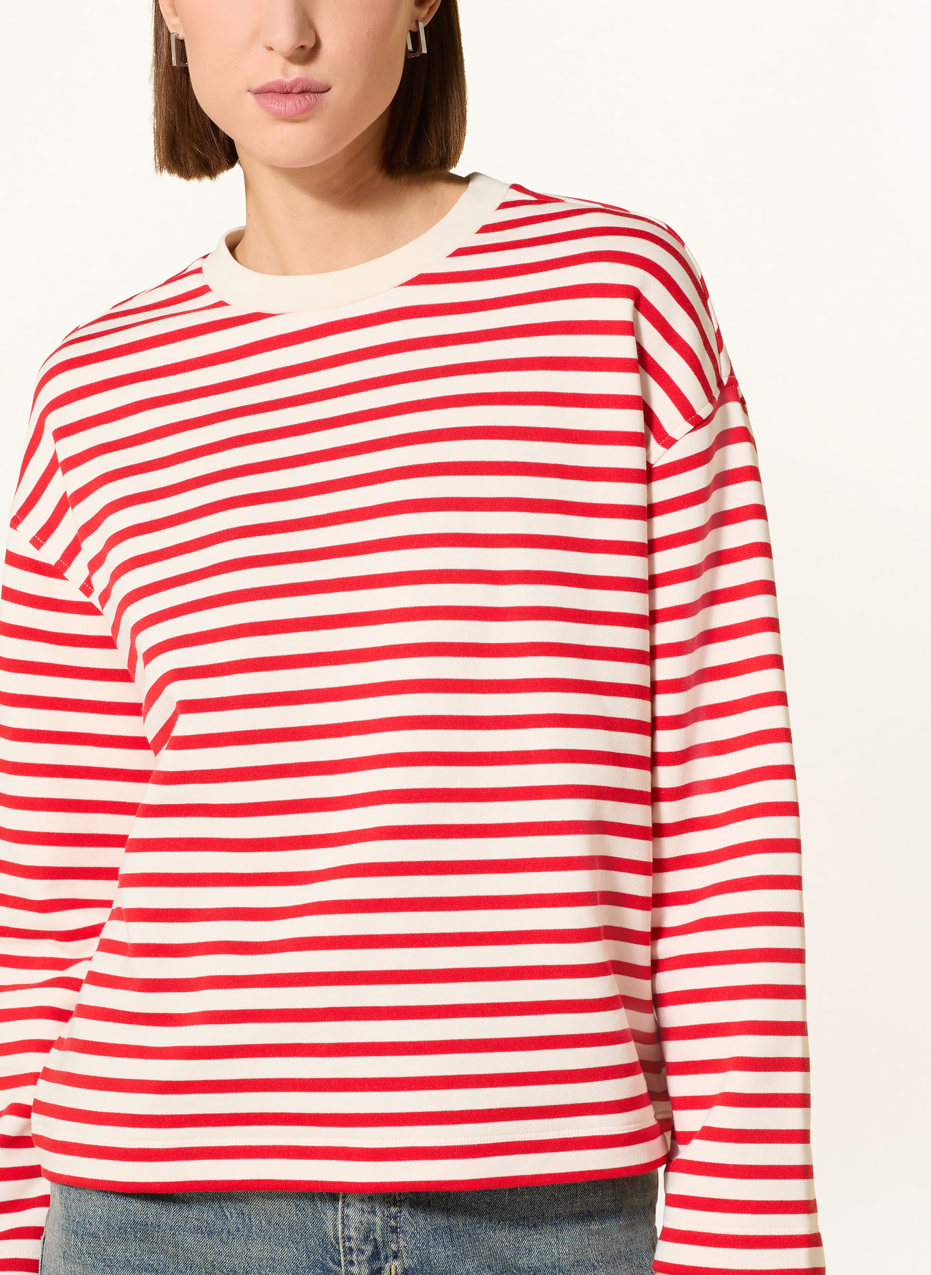 ARMEDANGELS Mikina FRANKAA MAARLEN: ČERVENÁ / BÍLÁ