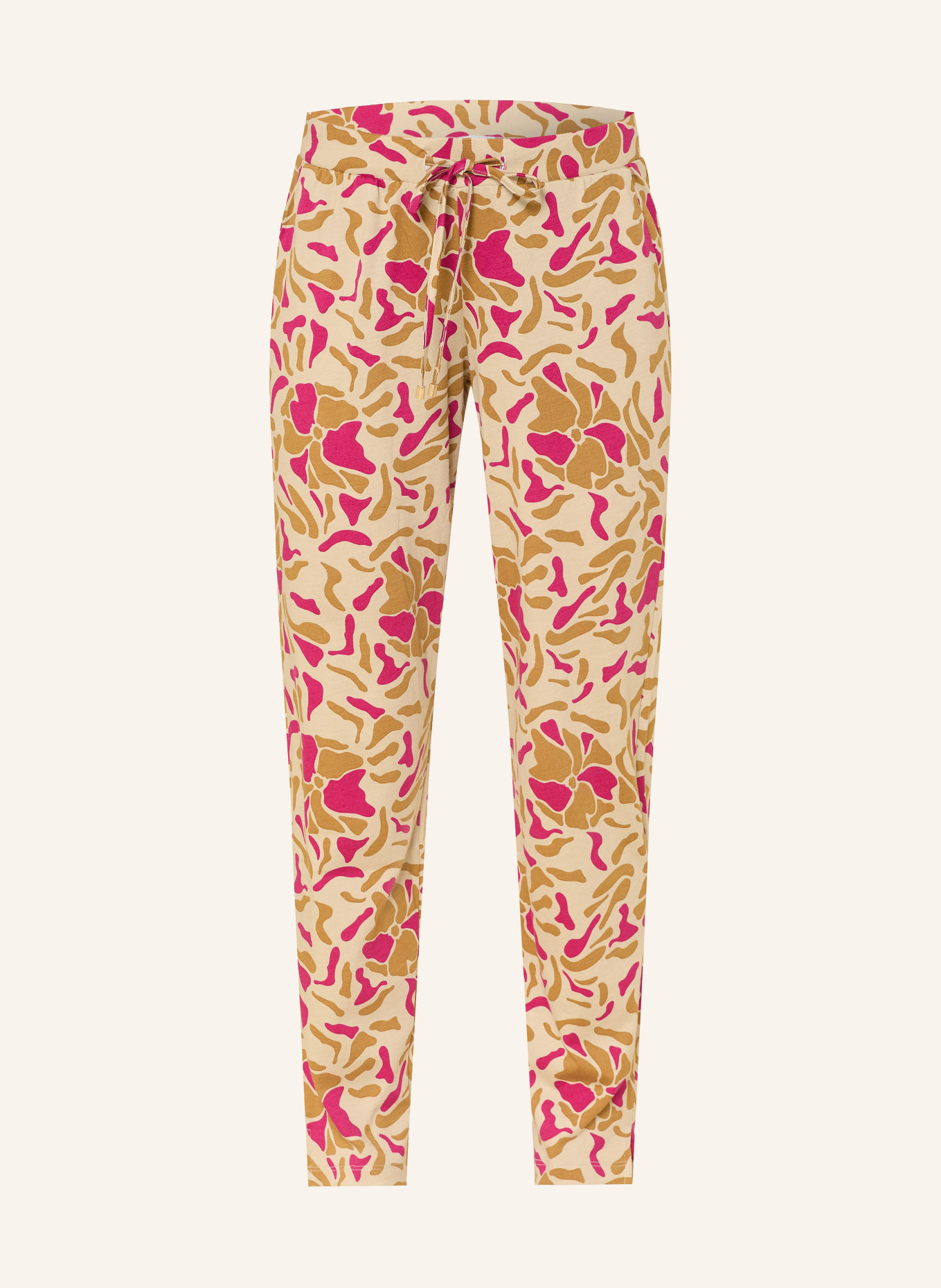 HANRO lounge pants: BEIGE / COGNAC / NEON RED