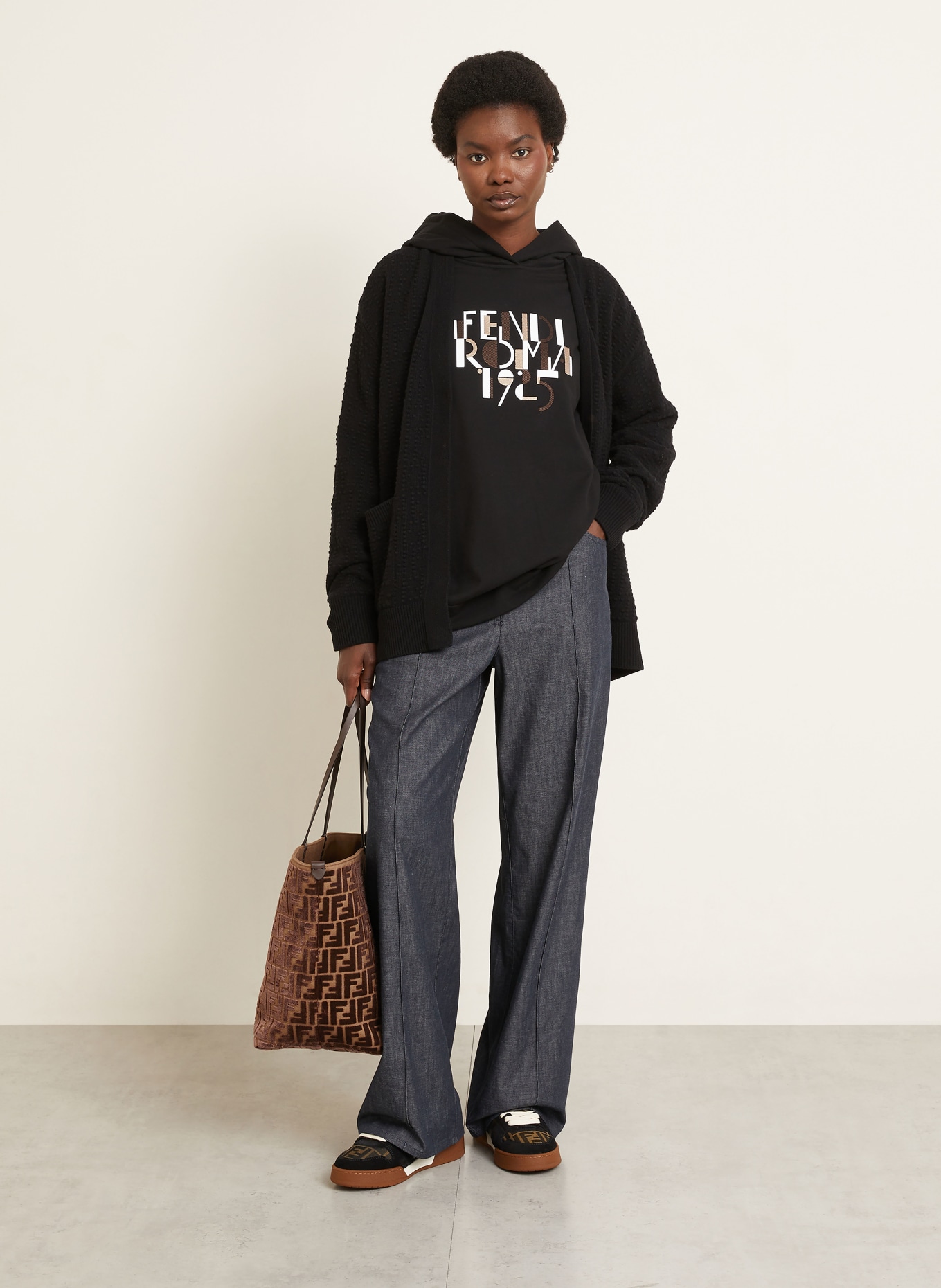 FENDI Shopper mit Pouch: BRAUN