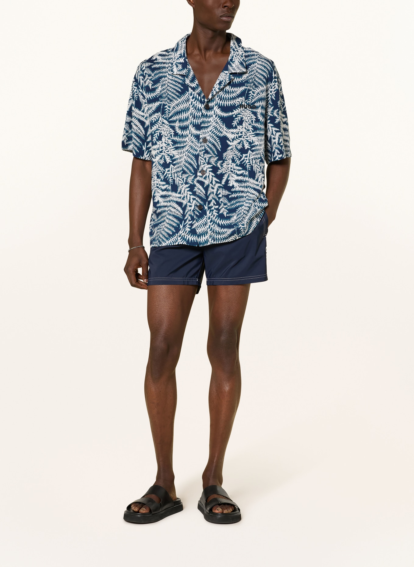 HUGO Resorthemd Relaxed Fit: BLAU / PETROL / WEISS