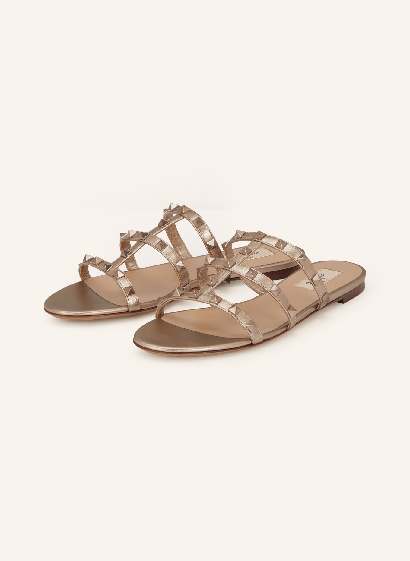 VALENTINO GARAVANI Pantoletten ROCKSTUD mit Nieten: BEIGE