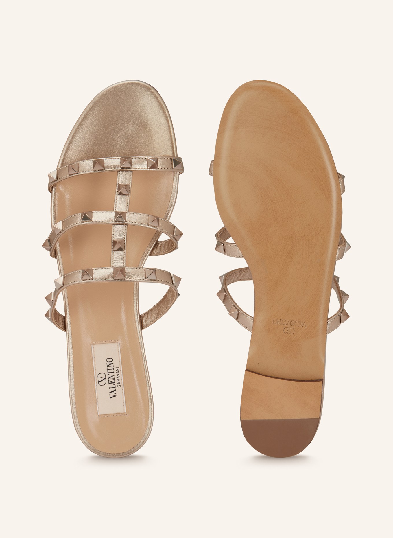 VALENTINO GARAVANI Pantoletten ROCKSTUD mit Nieten: BEIGE