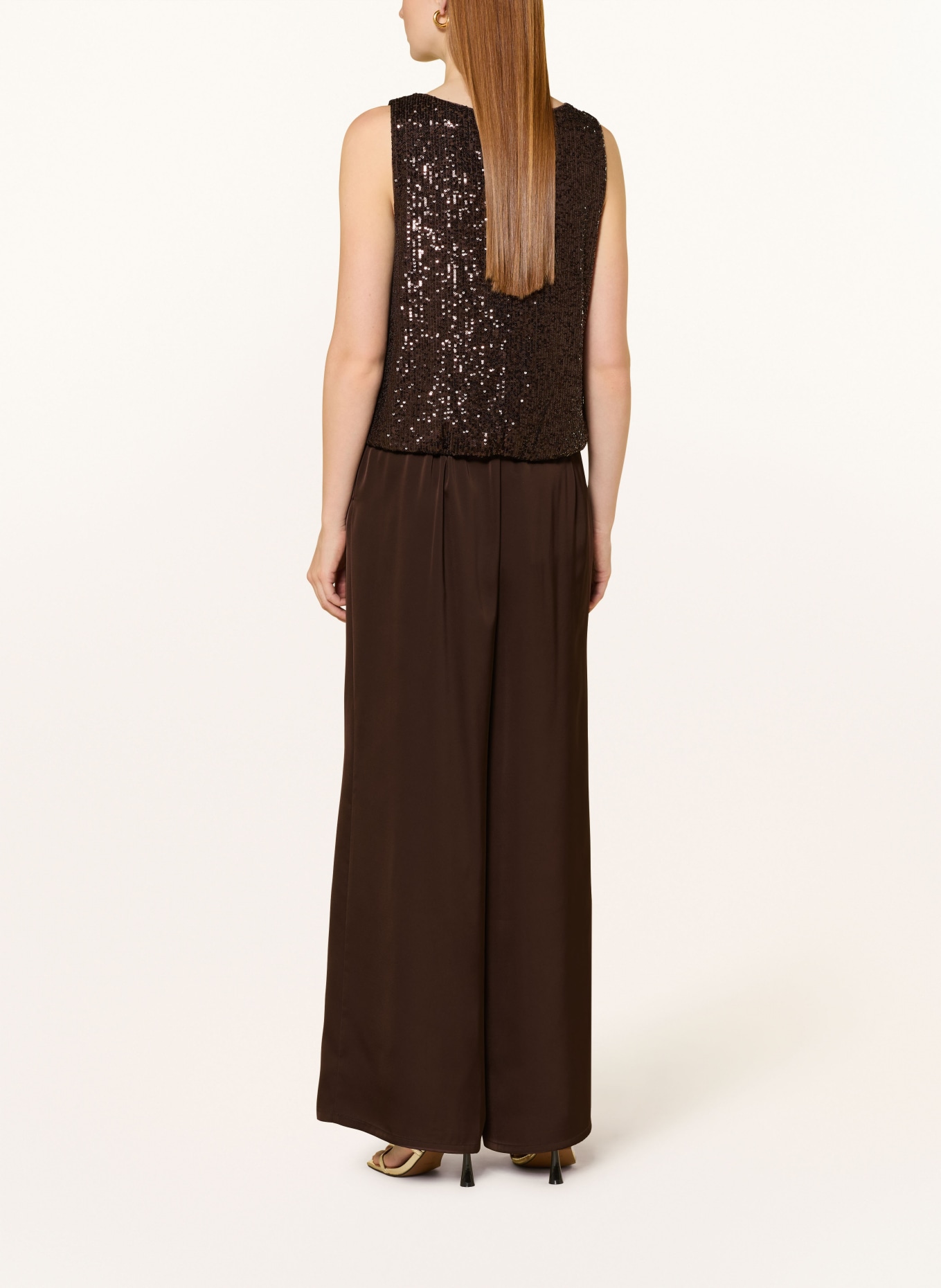 V by Vera Mont saténové kalhoty: TMAVĚ HNĚDÁ