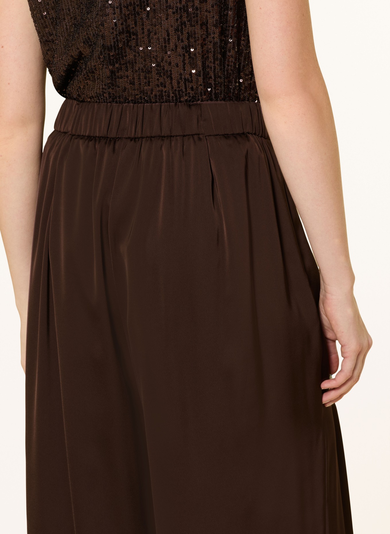 V by Vera Mont saténové kalhoty: TMAVĚ HNĚDÁ