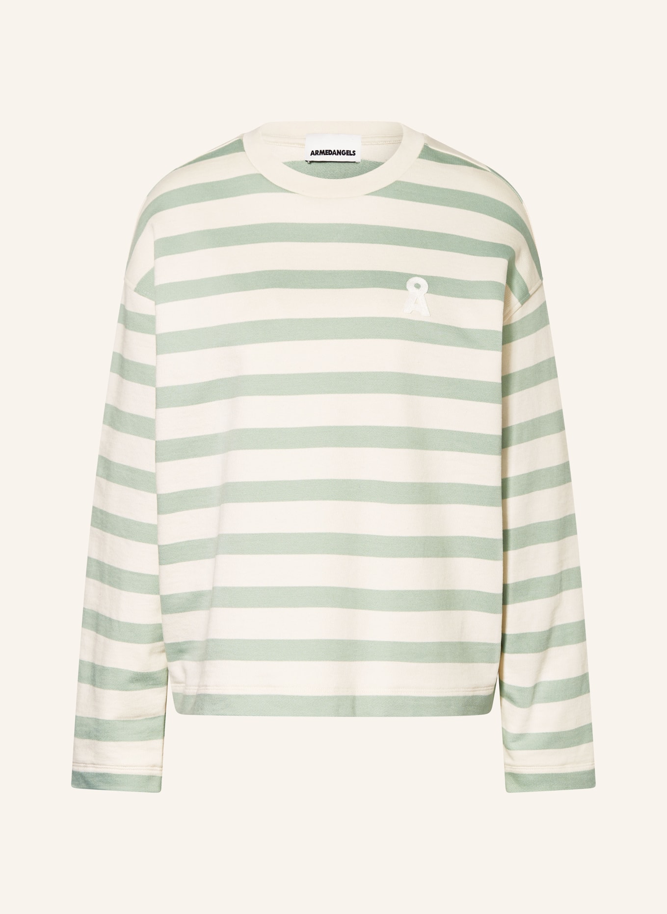 ARMEDANGELS Sweatshirt FRANKAA MAARLEN: ECRU / HELLGRÜN