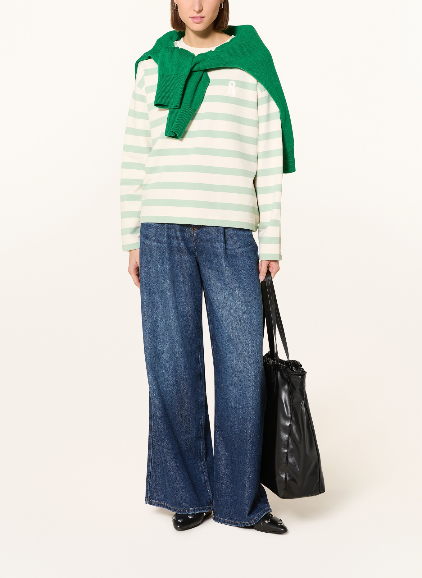 ARMEDANGELS Sweatshirt FRANKAA MAARLEN: ECRU / HELLGRÜN