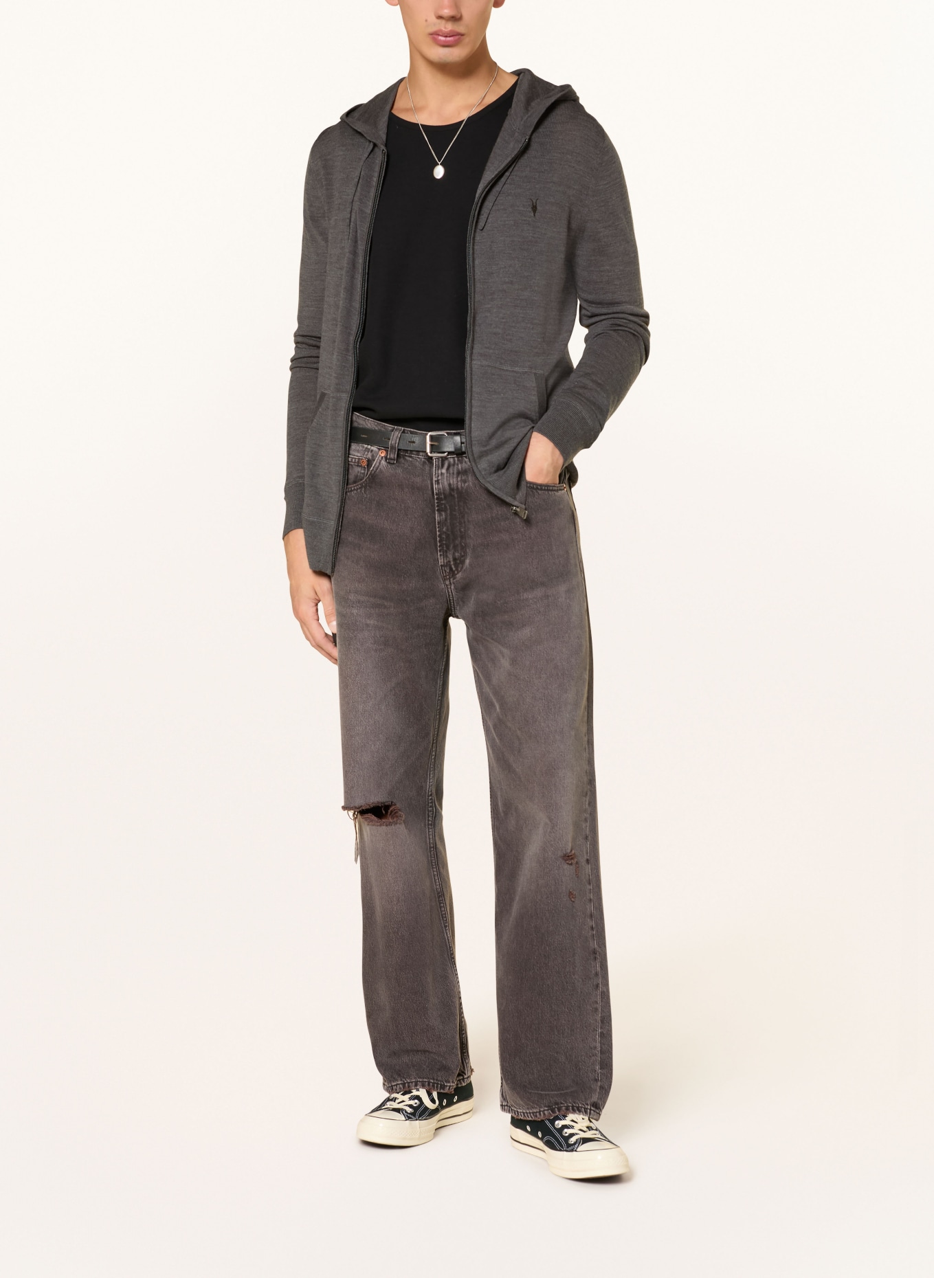 ALLSAINTS Strickjacke MODE: DUNKELGRAU