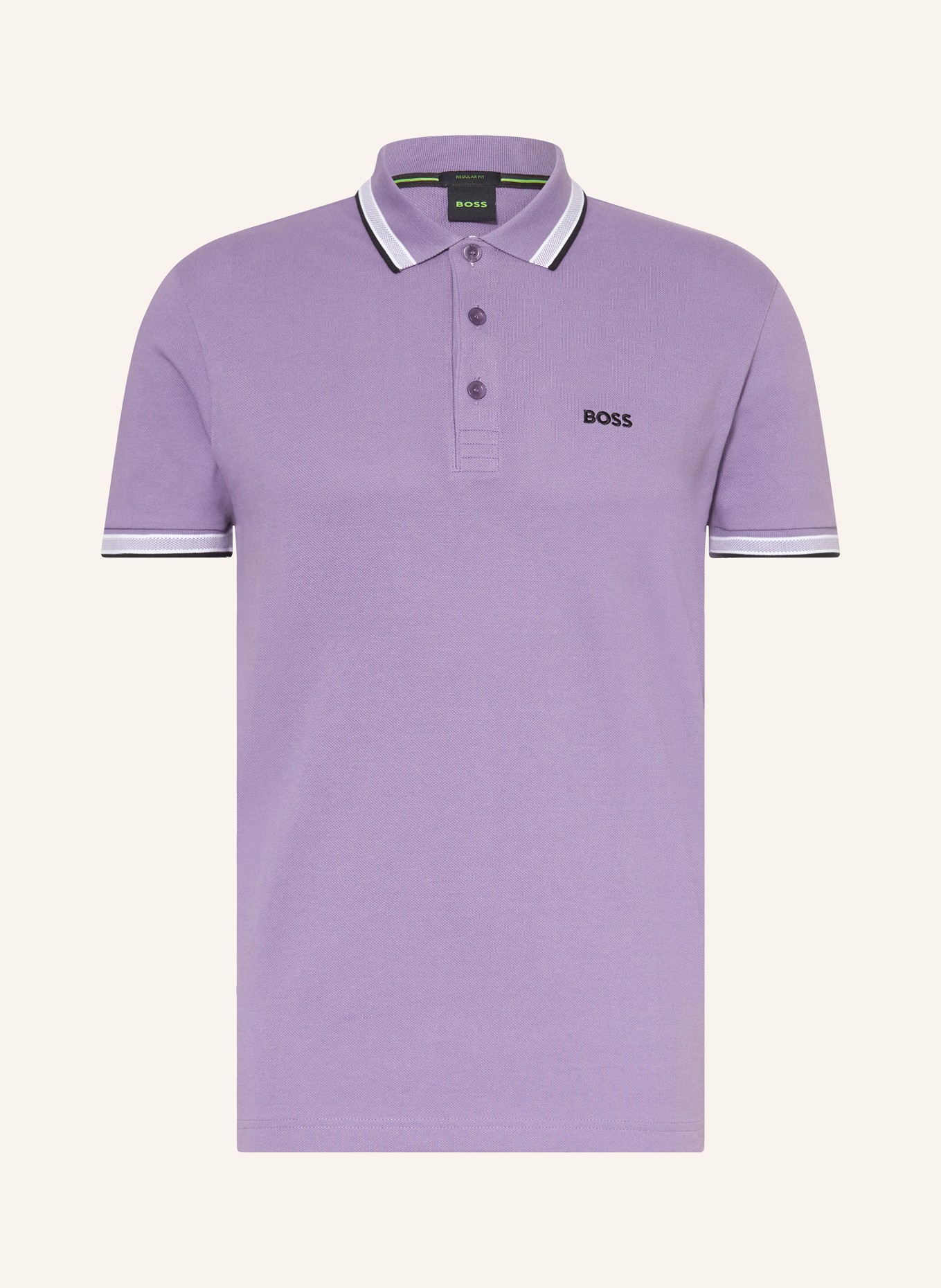 BOSS Piqué-Poloshirt PADDY CURVED Regular Fit: HELLLILA / WEISS / SCHWARZ
