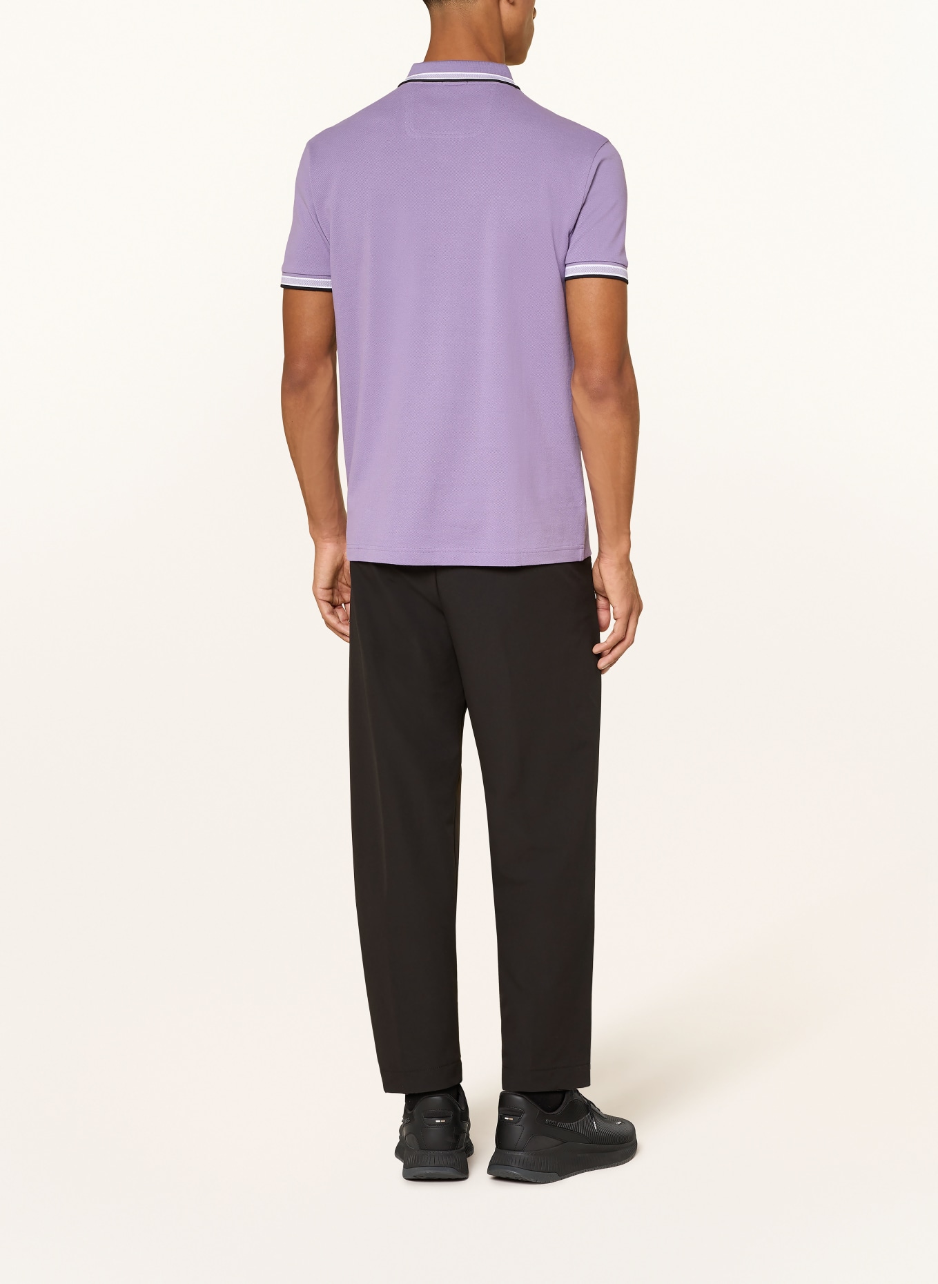 BOSS Piqué-Poloshirt PADDY CURVED Regular Fit: HELLLILA / WEISS / SCHWARZ