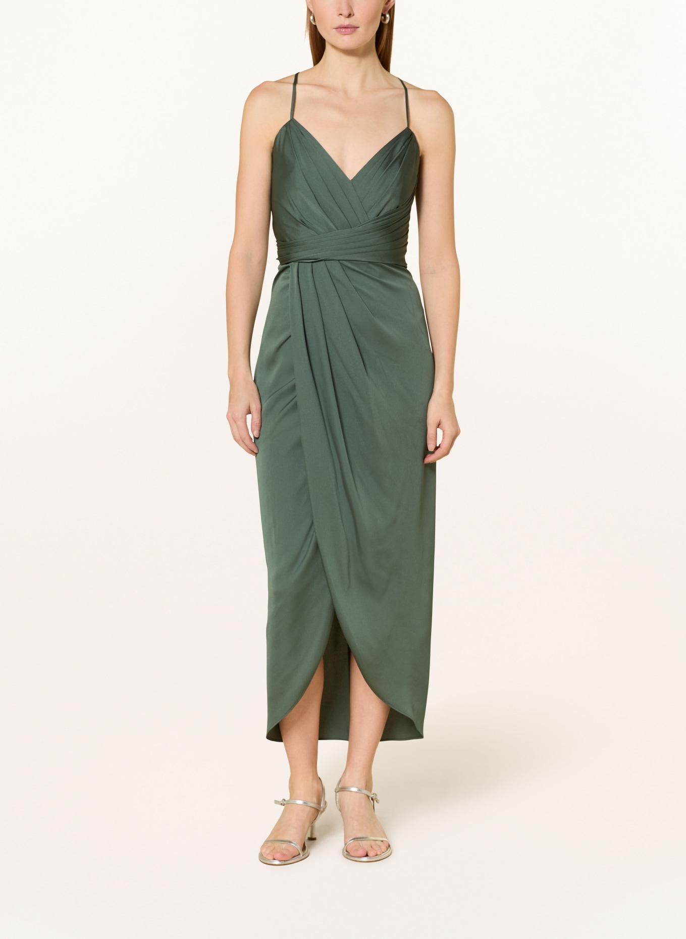 V by Vera Mont Saténové koktejlové šaty: ZELENÁ