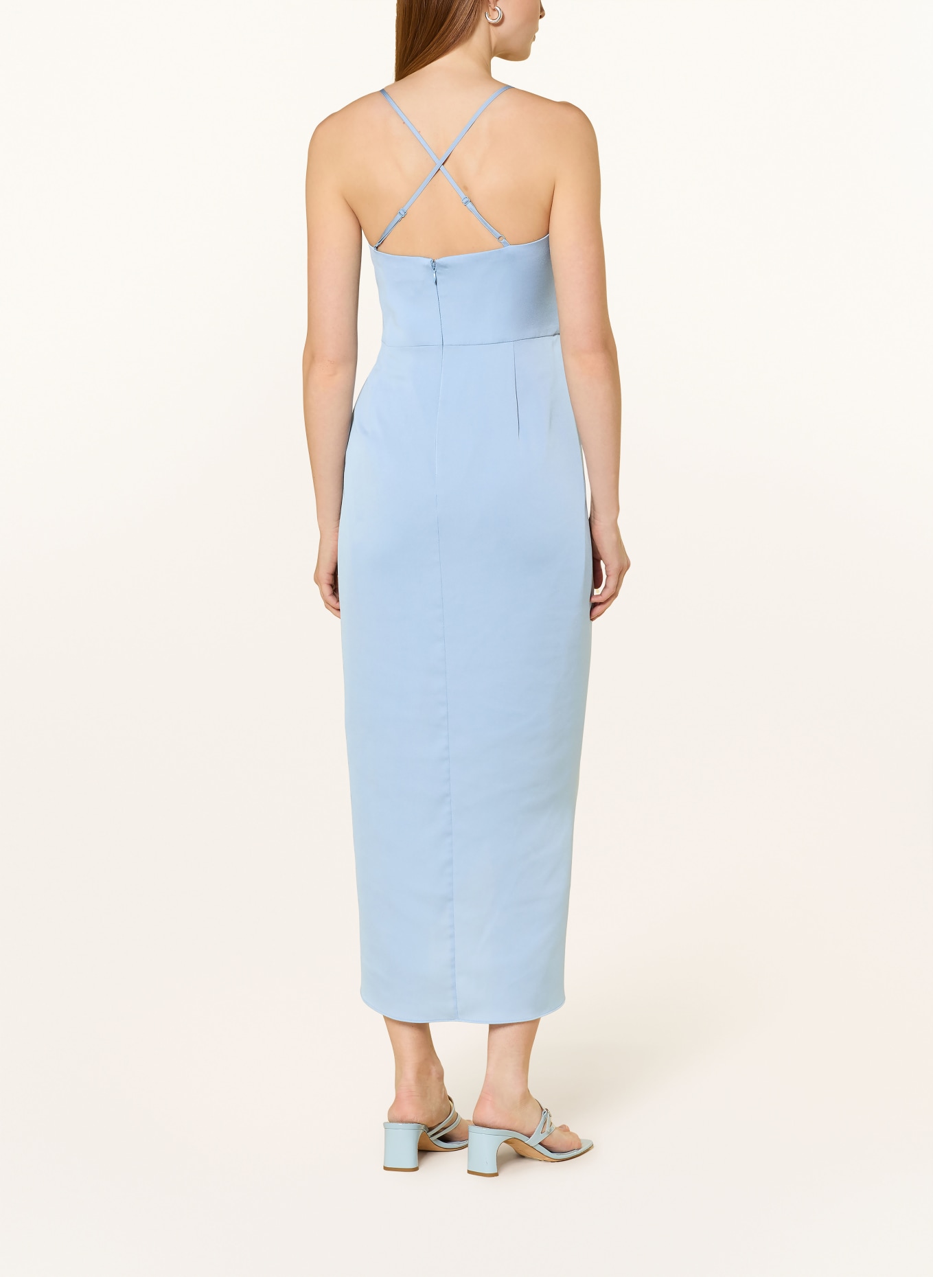 V by Vera Mont Saténové koktejlové šaty: TMAVĚ MODRÁ