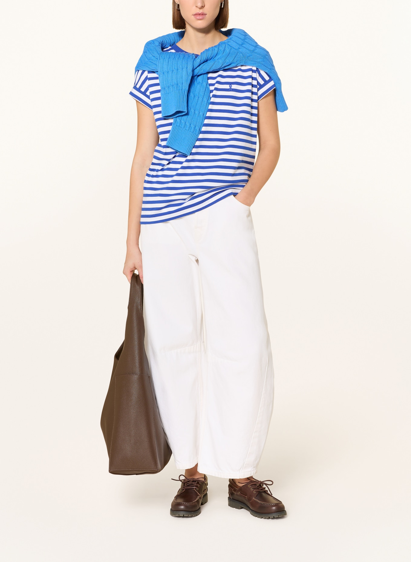 ARMEDANGELS Koszulka IDAARA: NIEBIESKI / BIAŁY