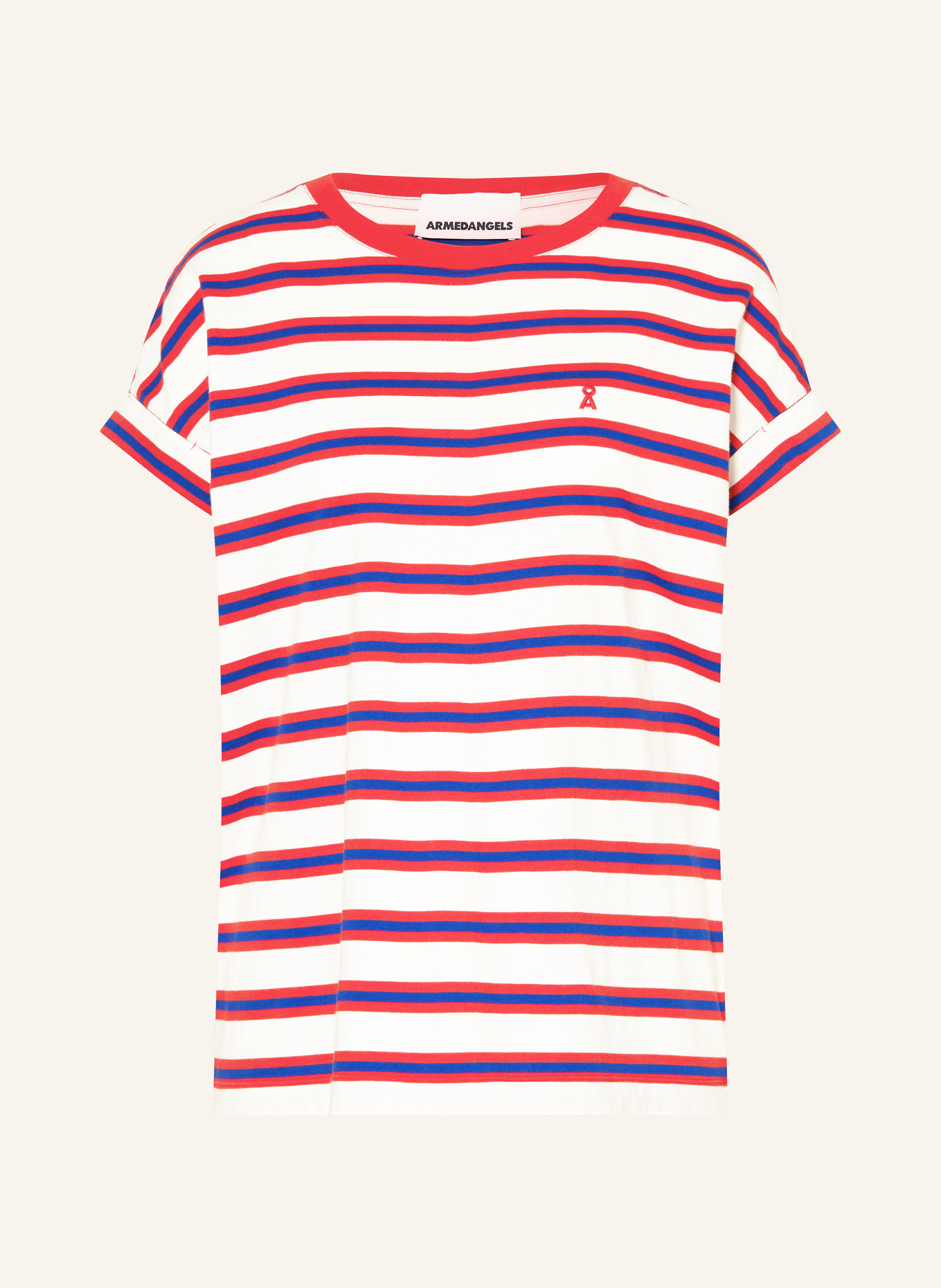 ARMEDANGELS Tričko IDAARA: ČERVENÁ / MODRÁ / BÍLÁ