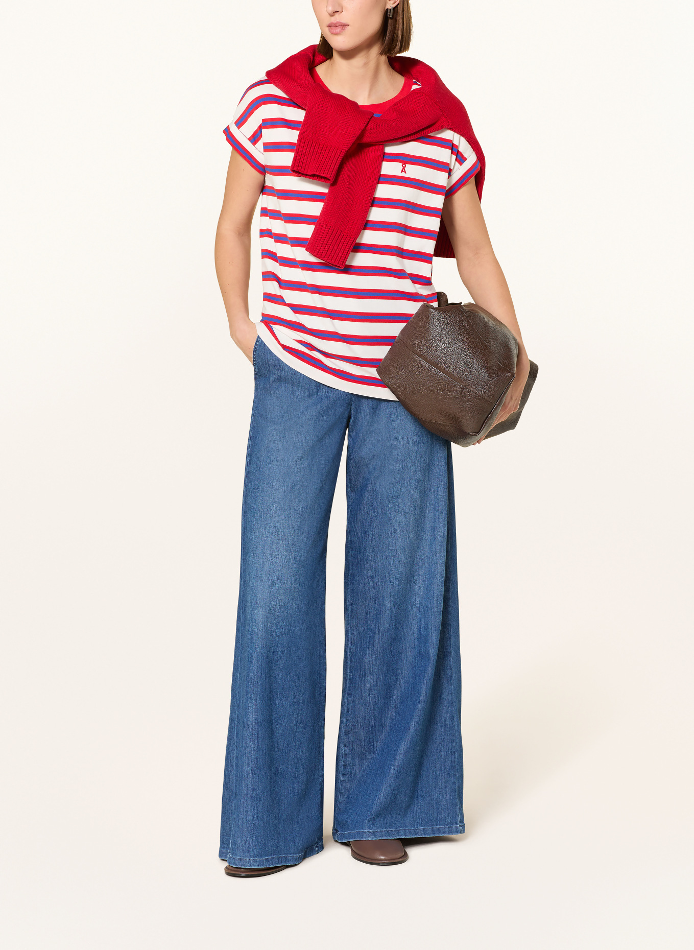 ARMEDANGELS Tričko IDAARA: ČERVENÁ / MODRÁ / BÍLÁ