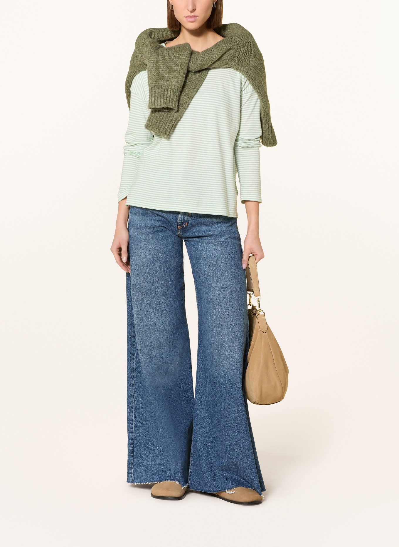 ARMEDANGELS Koszulka z długim rękawem XIANAA: JASNOZIELONY / BIAŁY