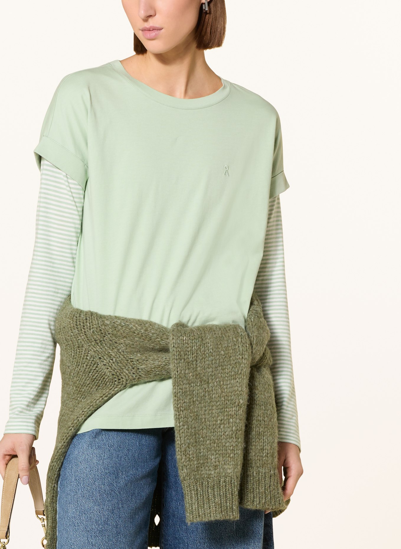 ARMEDANGELS Koszulka z długim rękawem XIANAA: JASNOZIELONY / BIAŁY