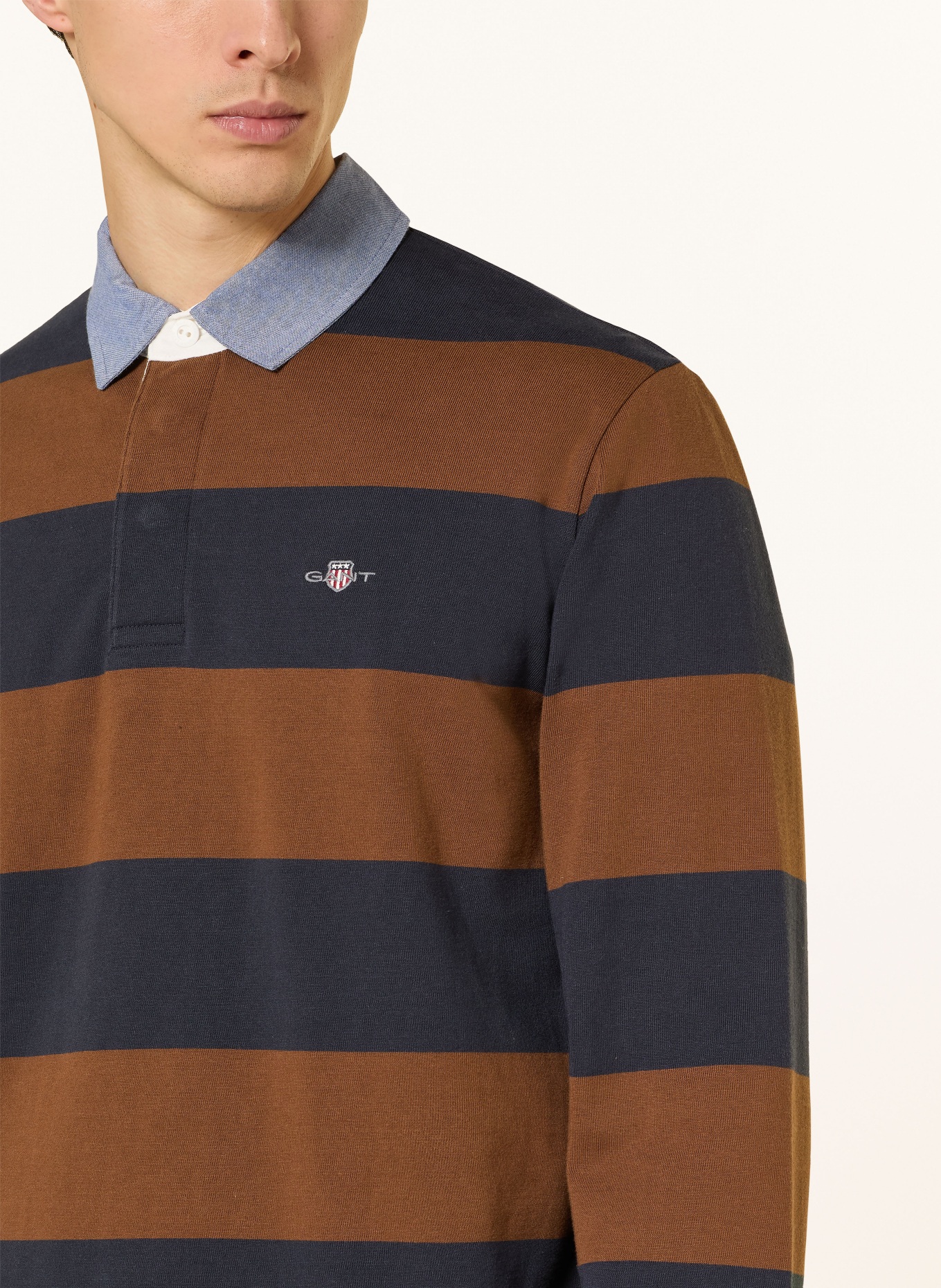GANT Rugbyshirt: BRAUN / DUNKELBLAU