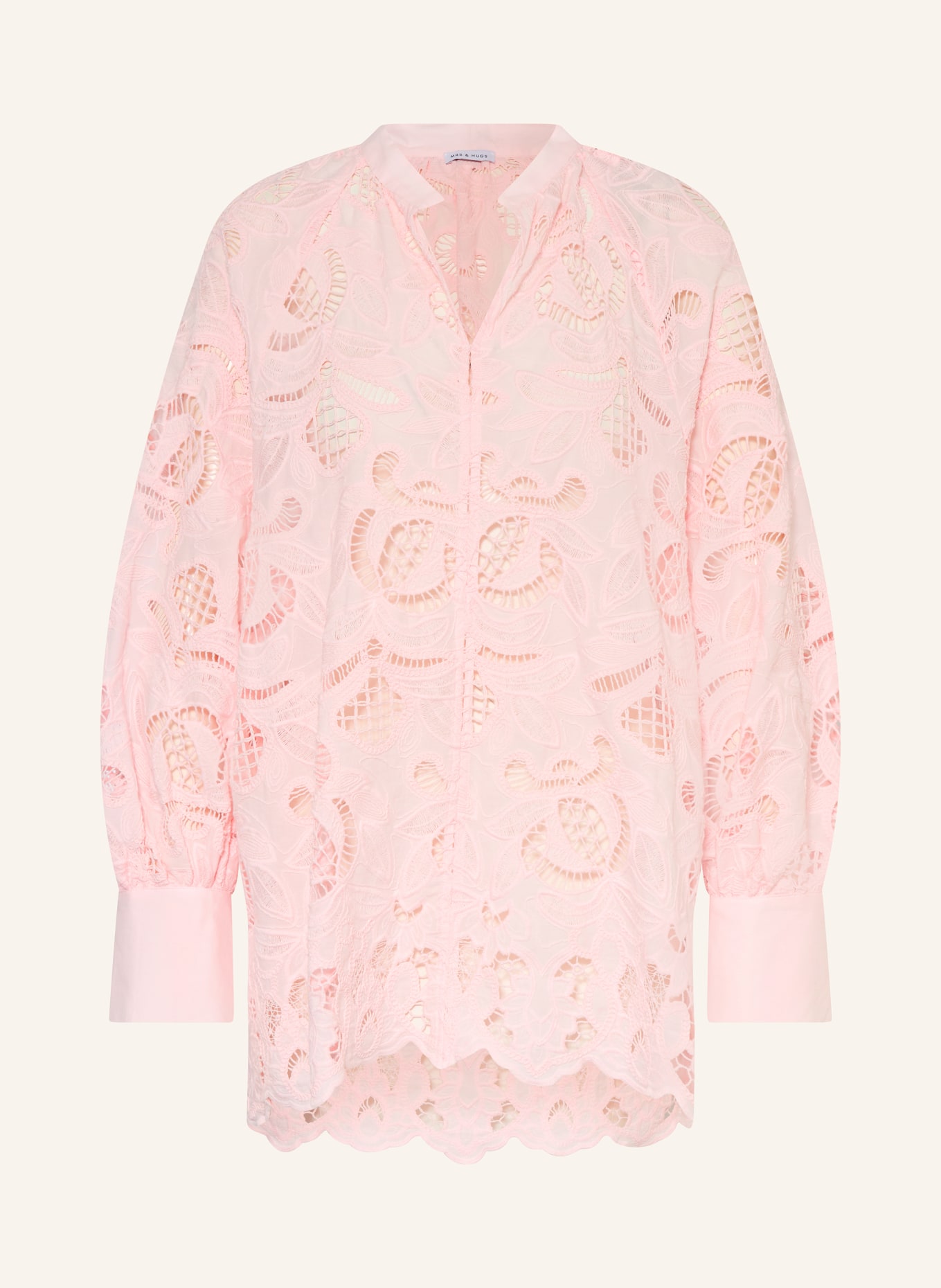 MRS & HUGS Blusenshirt mit Lochspitze: ROSA