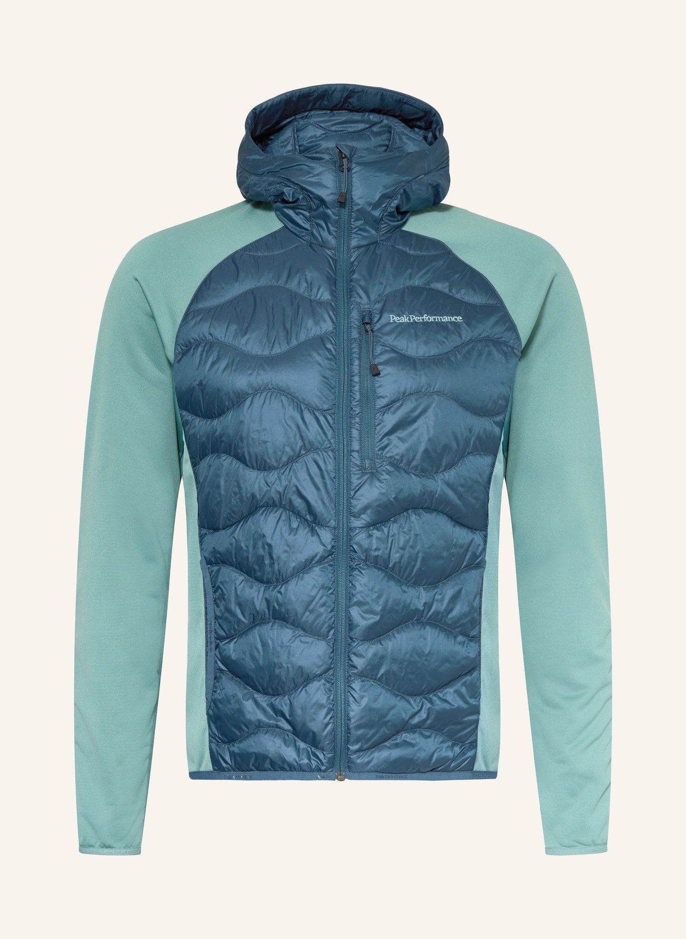 Peak Performance Hybrid-Daunenjacke HELIUM HOODED: DUNKELBLAU / TÜRKIS