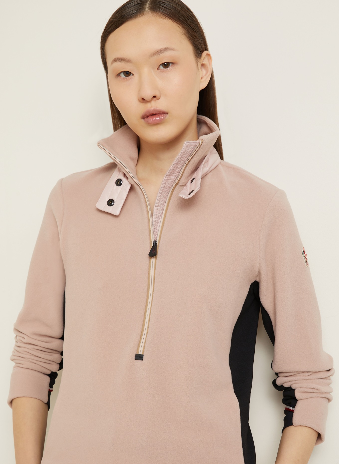 MONCLER GRENOBLE Fleece-Troyer: ROSÉGOLD / SCHWARZ