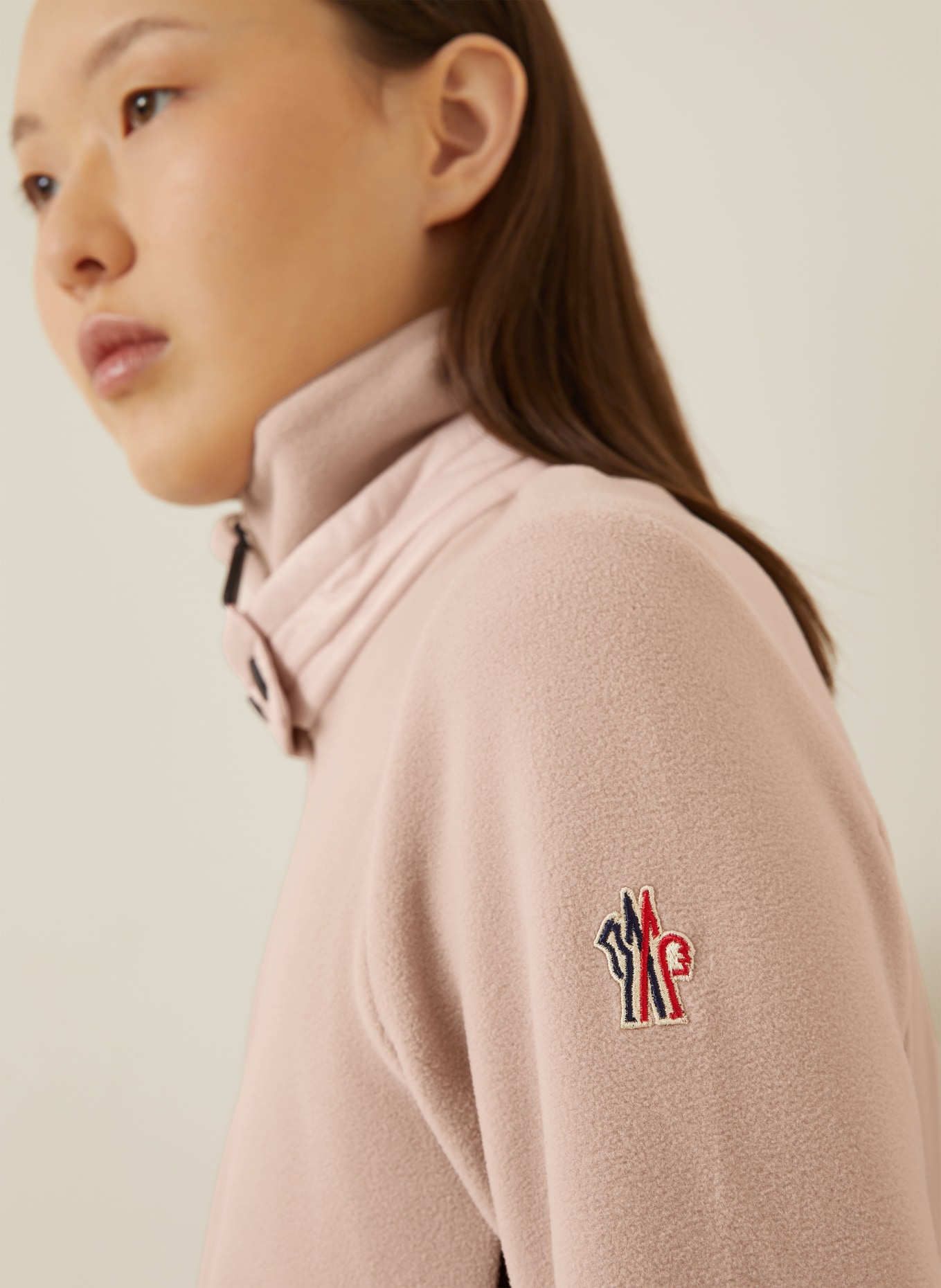 MONCLER GRENOBLE Fleece-Troyer: ROSÉGOLD / SCHWARZ