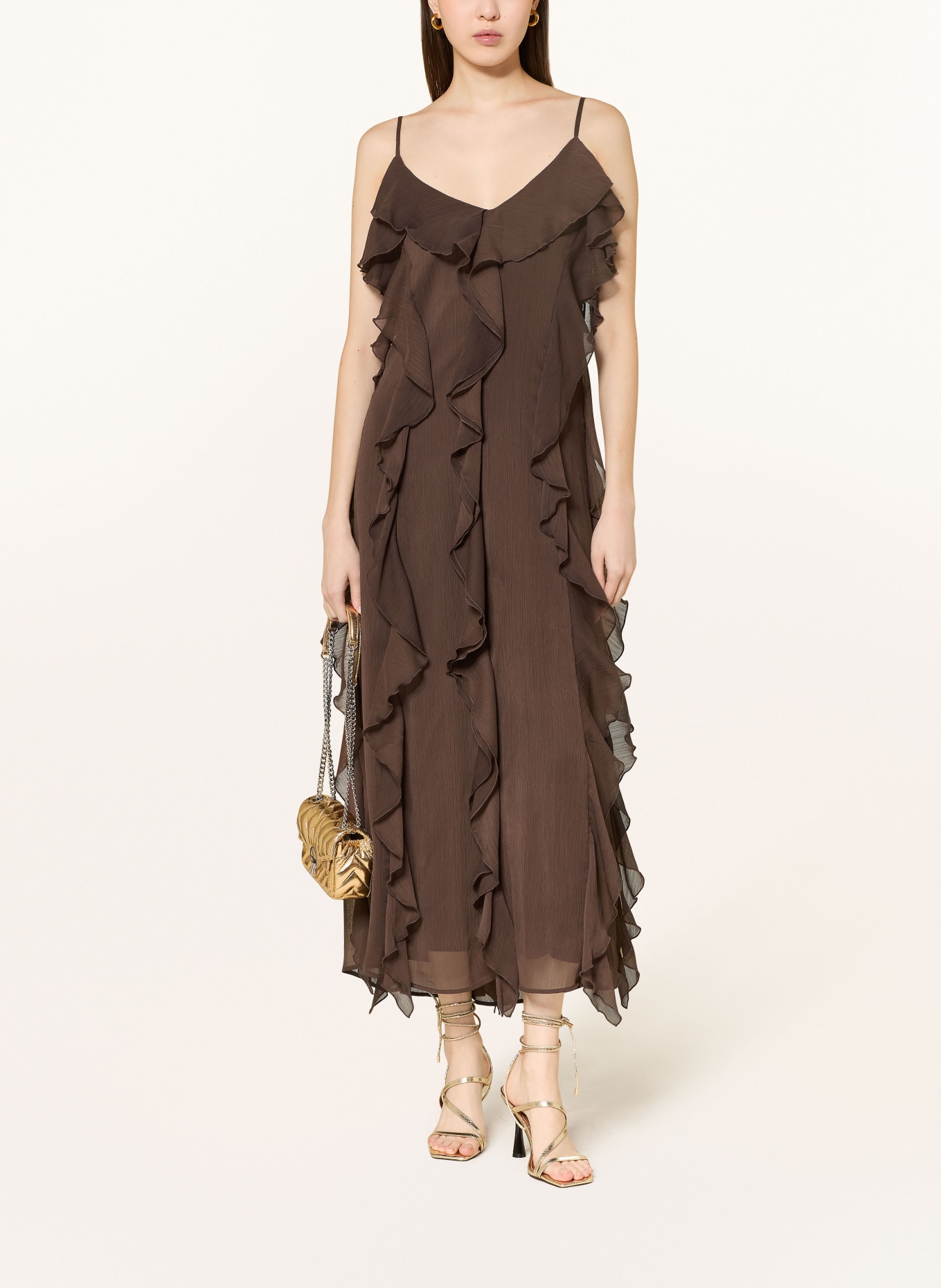 MRS & HUGS Robe à volants: MARRON FONCÉ