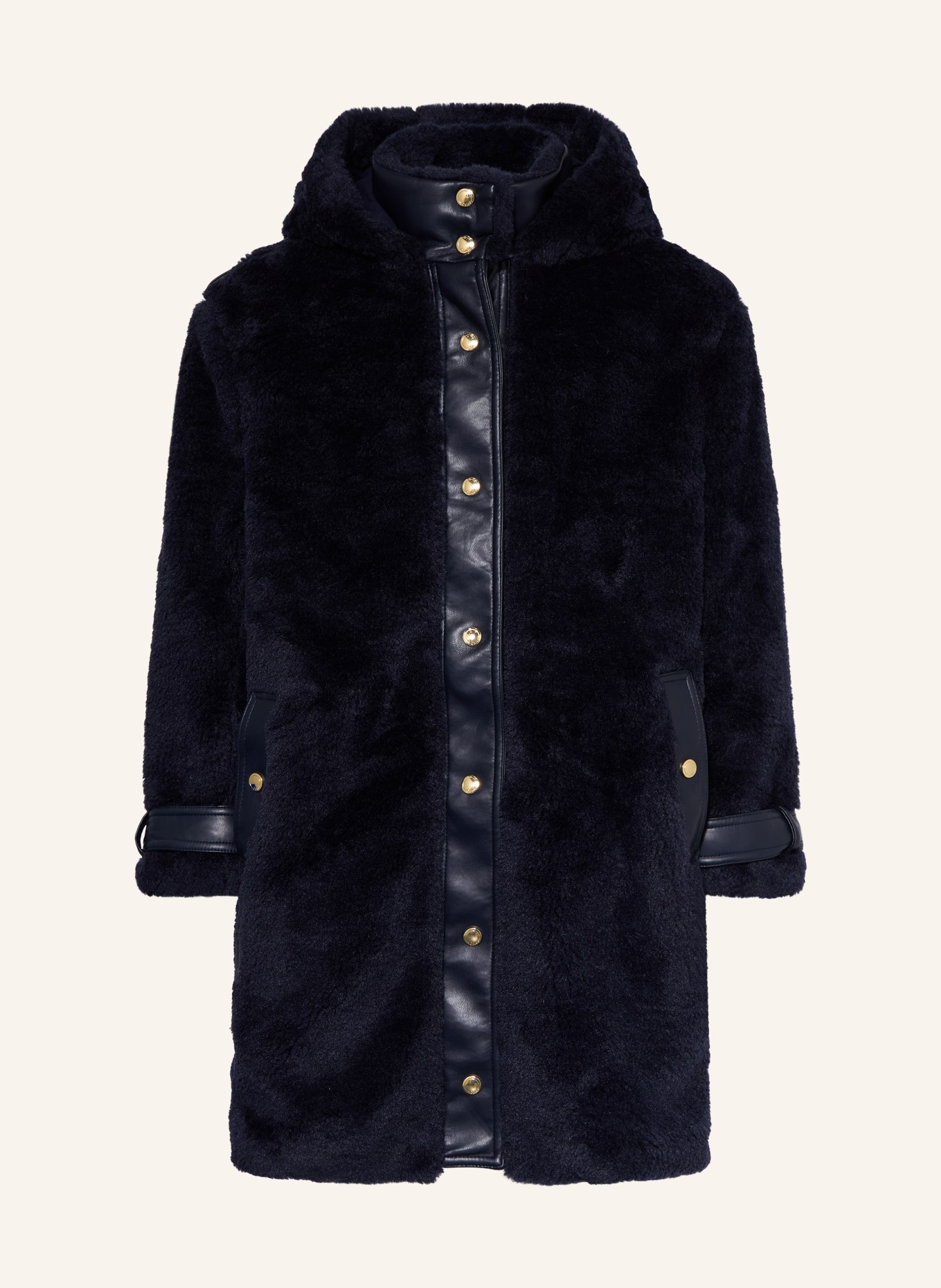 Chloé Kunstfell-Mantel: DUNKELBLAU / GOLD