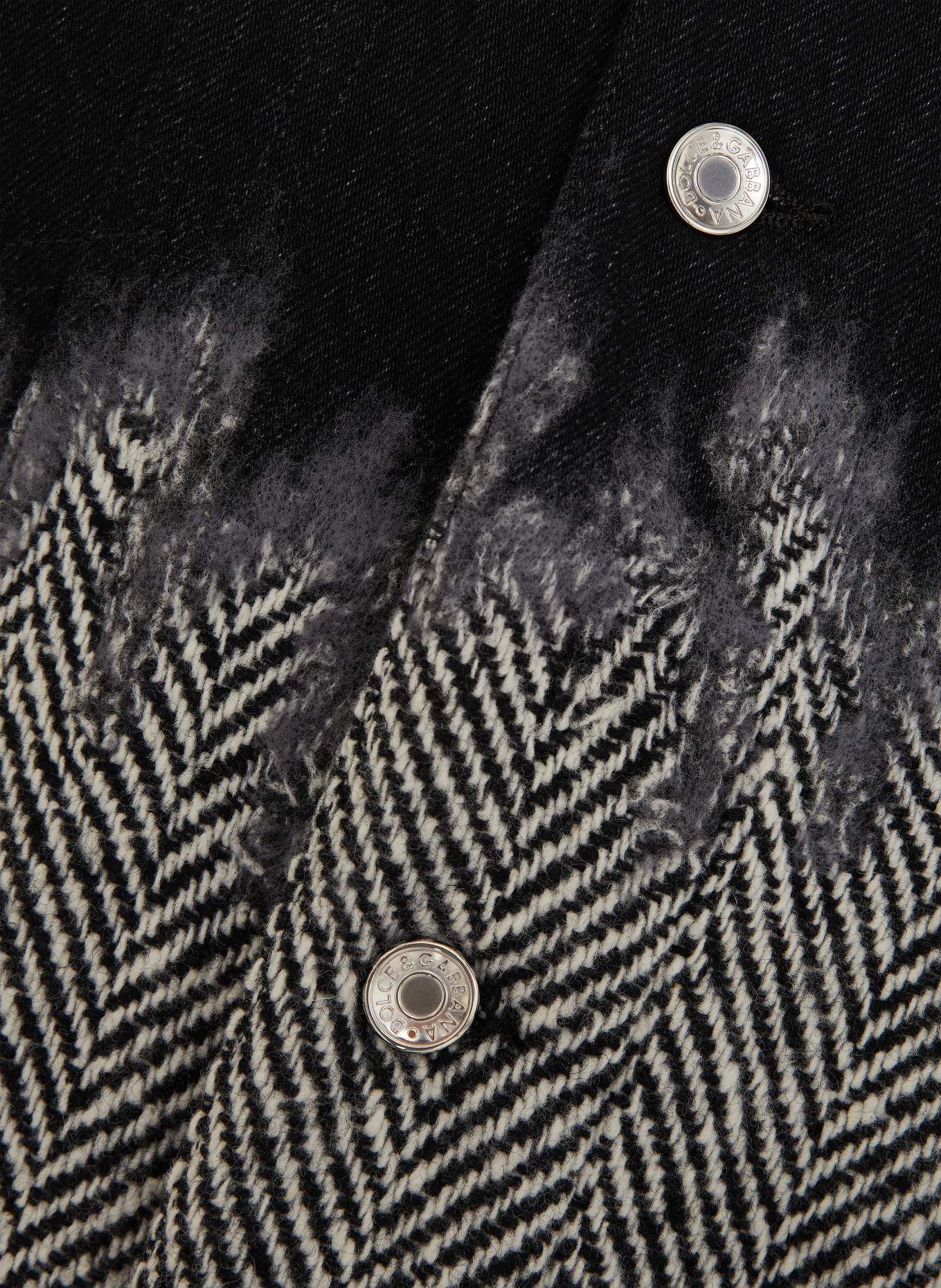 DOLCE & GABBANA Jeansjacke im Materialmix: SCHWARZ / ECRU