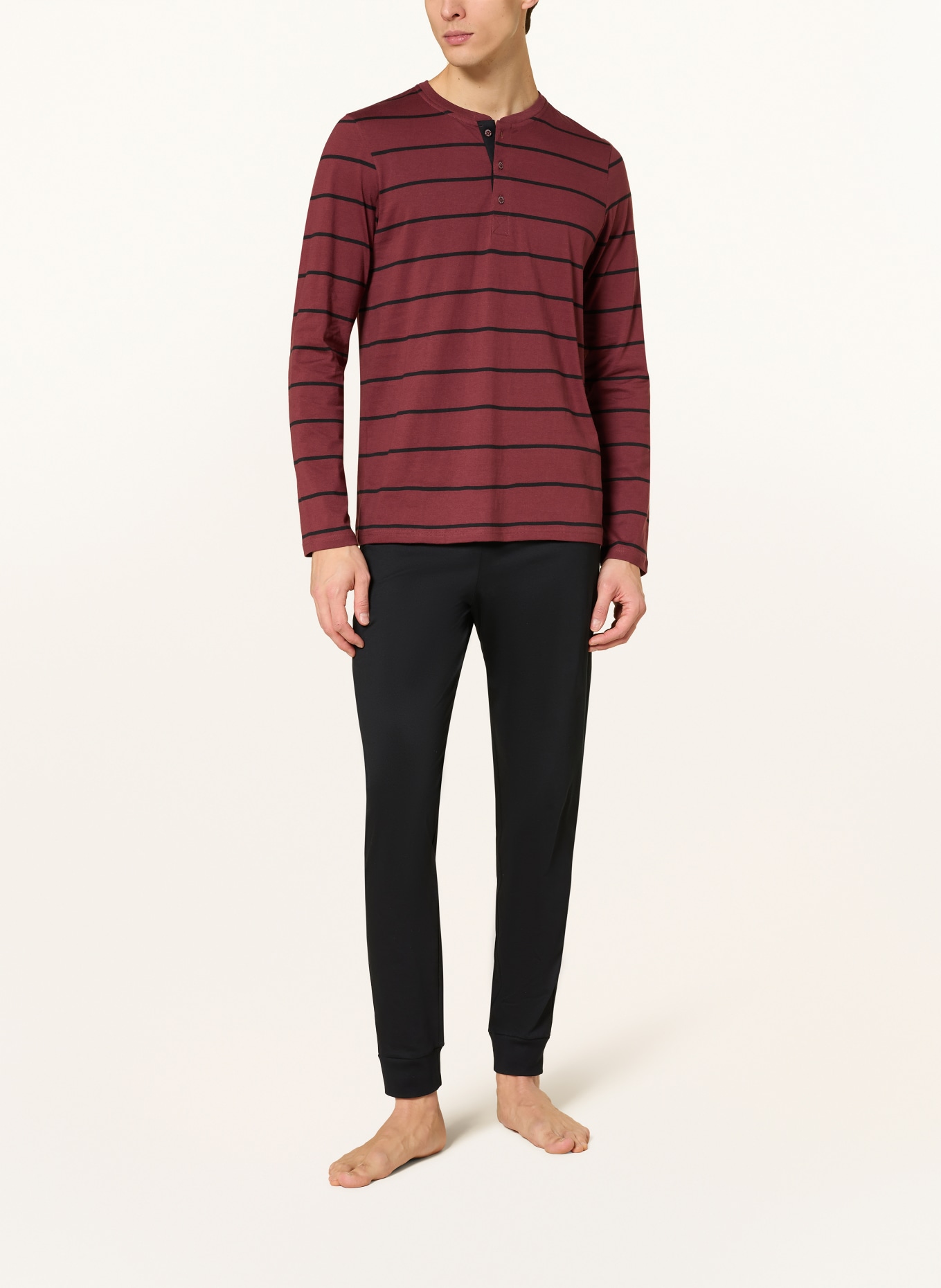 SCHIESSER CASUAL NIGHTWEAR pajamas: BLACK / DARK RED