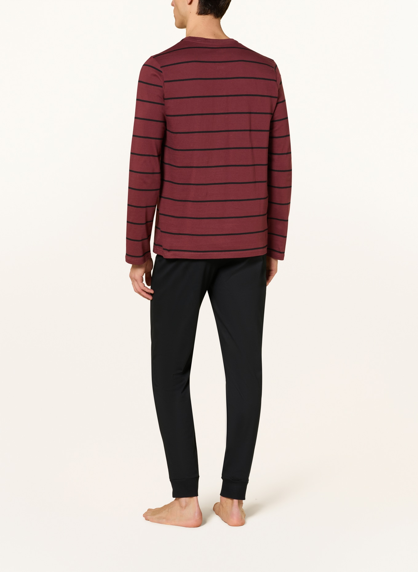 SCHIESSER CASUAL NIGHTWEAR pajamas: BLACK / DARK RED