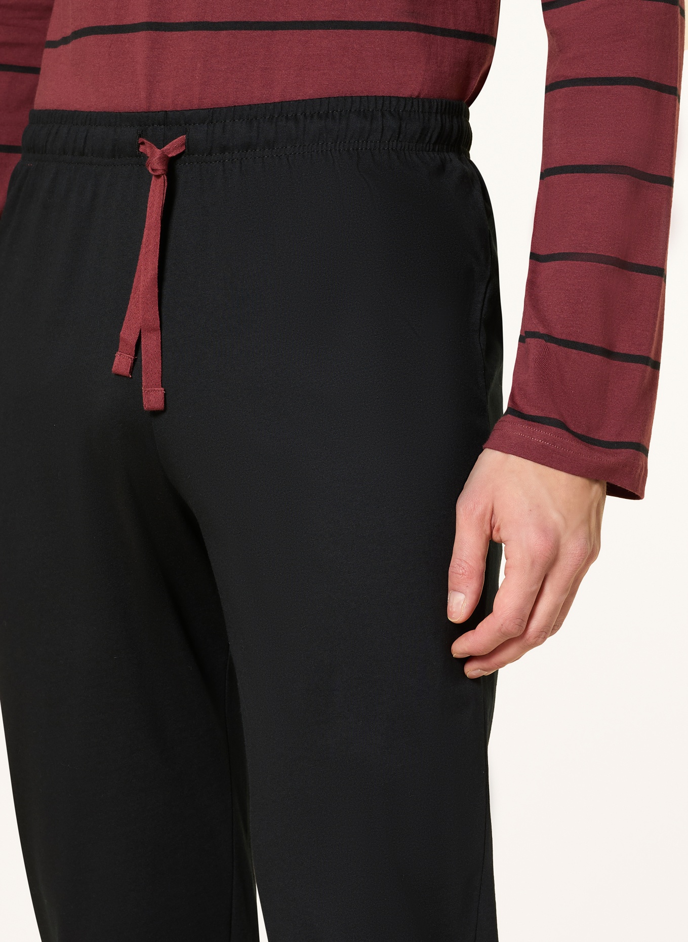 SCHIESSER CASUAL NIGHTWEAR pajamas: BLACK / DARK RED