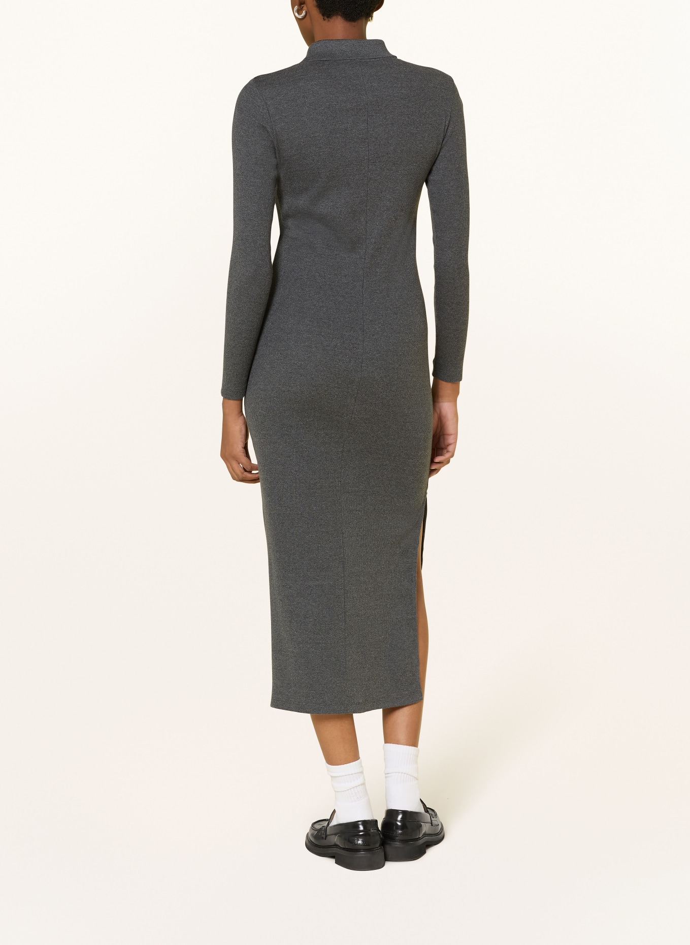 LACOSTE Jersey-Polokleid: DUNKELGRAU