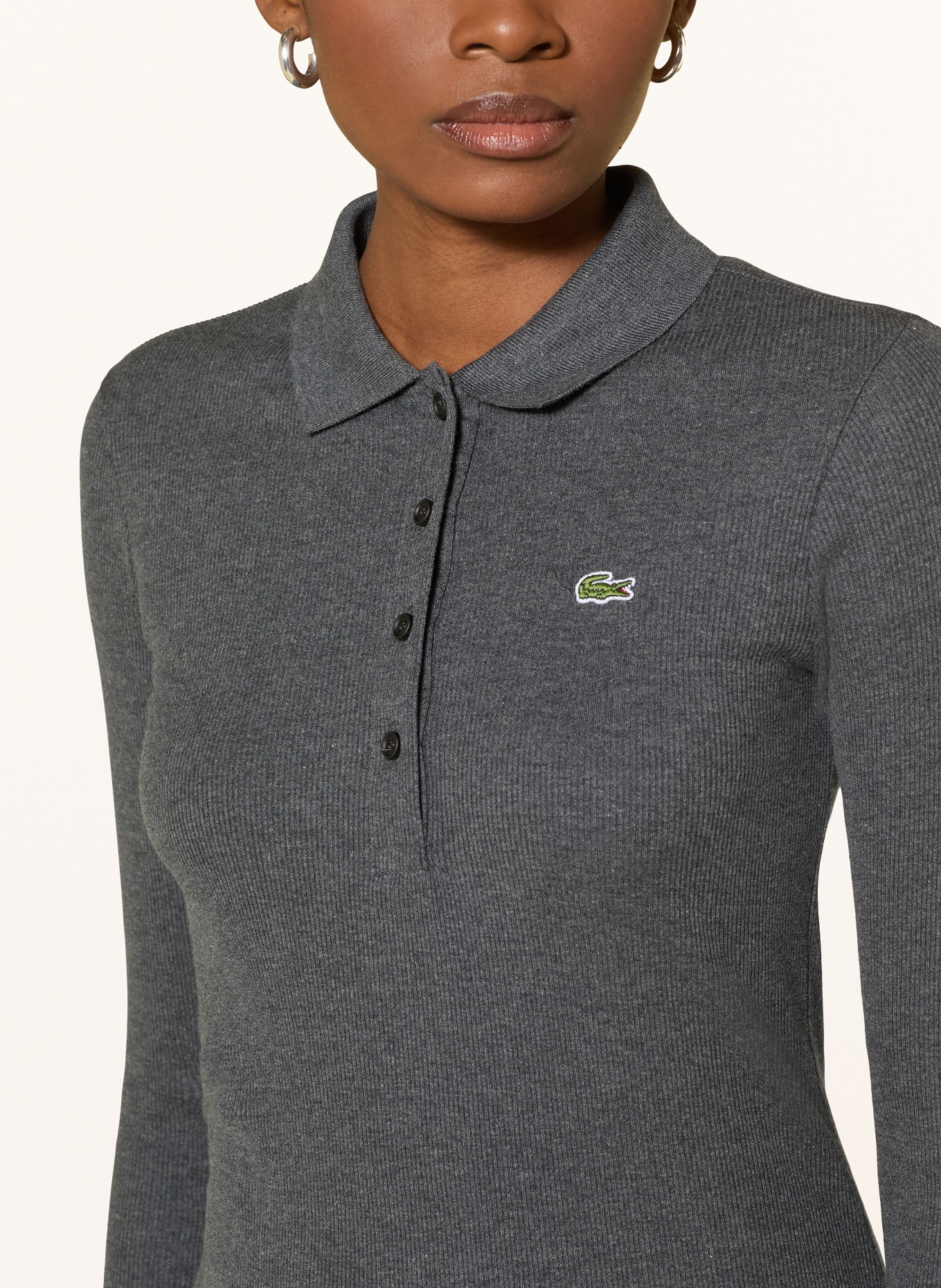 LACOSTE Jersey-Polokleid: DUNKELGRAU
