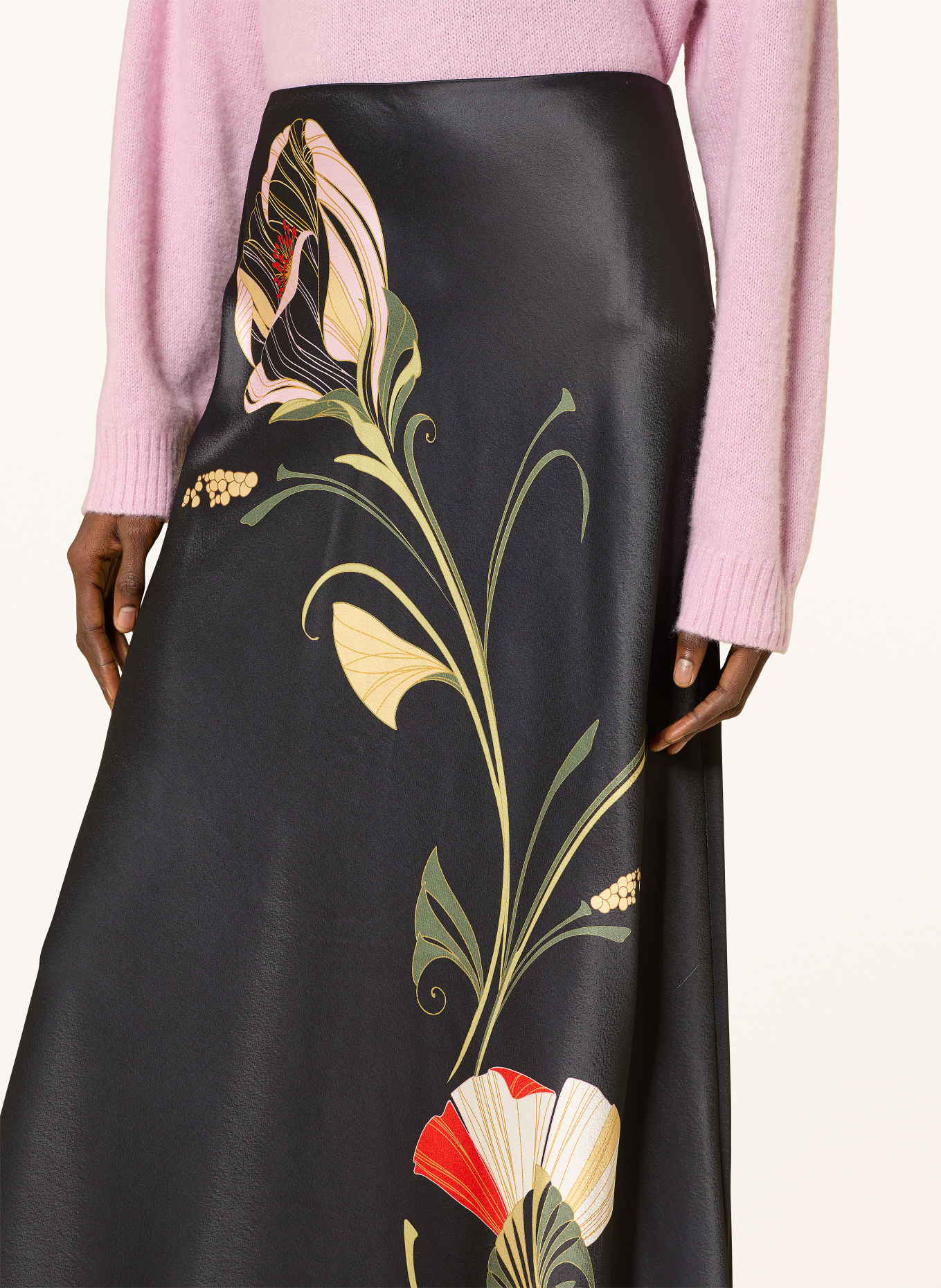 TED BAKER Satinrock SALIRA: SCHWARZ / ROSA / HELLGRÜN