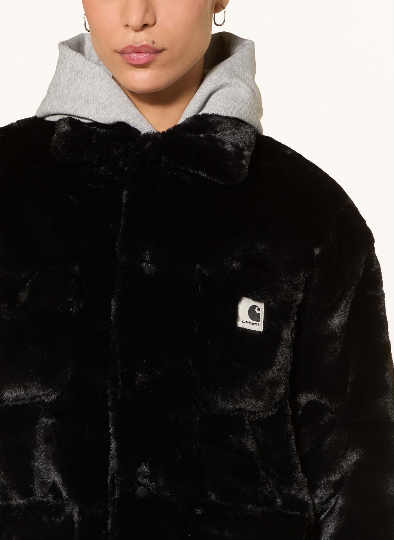 carhartt WIP Kunstfell-Jacke OLNEY: SCHWARZ