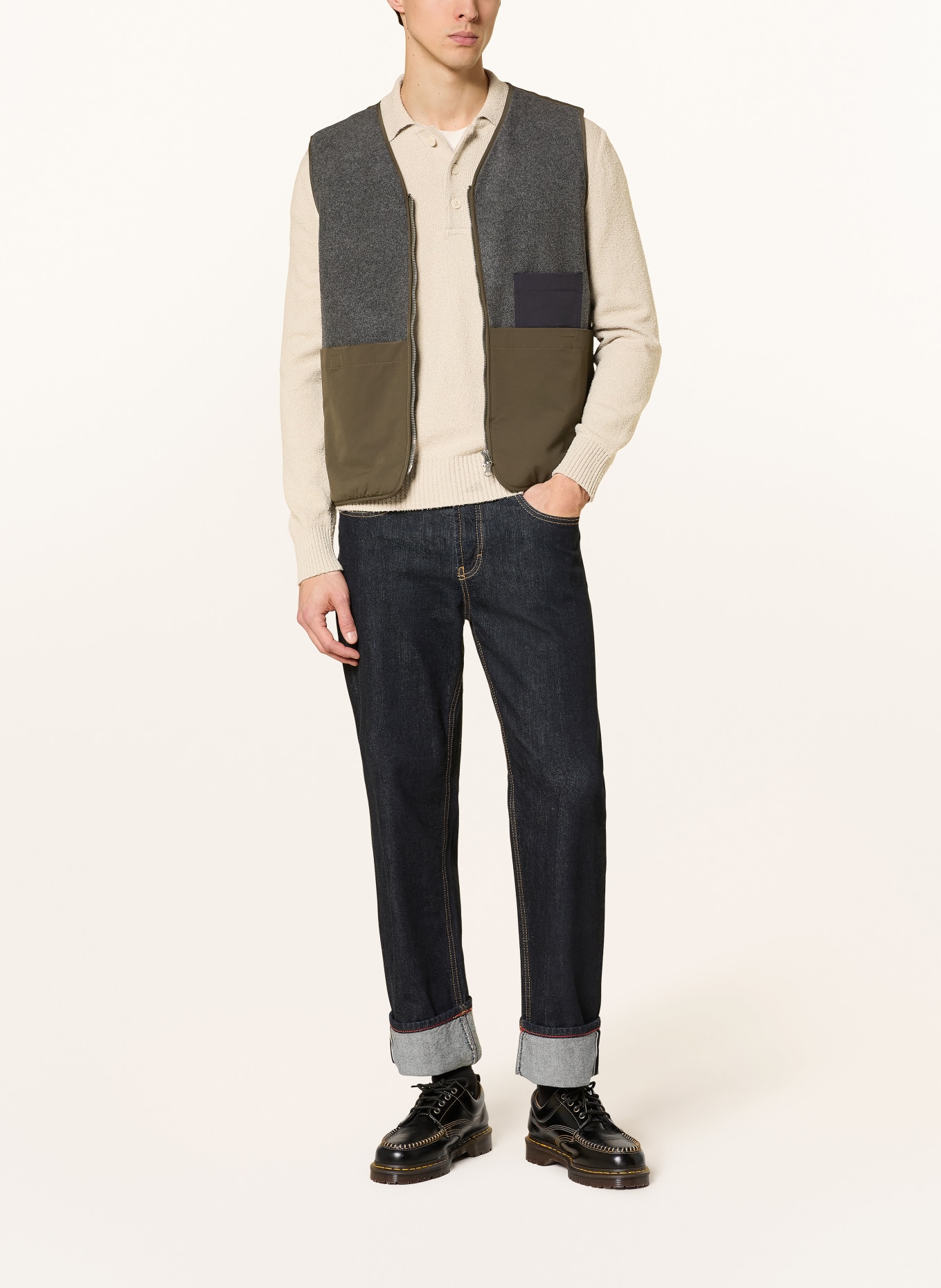 MOS MOSH Gallery Fleeceweste MMGCESS: DUNKELGRAU / KHAKI