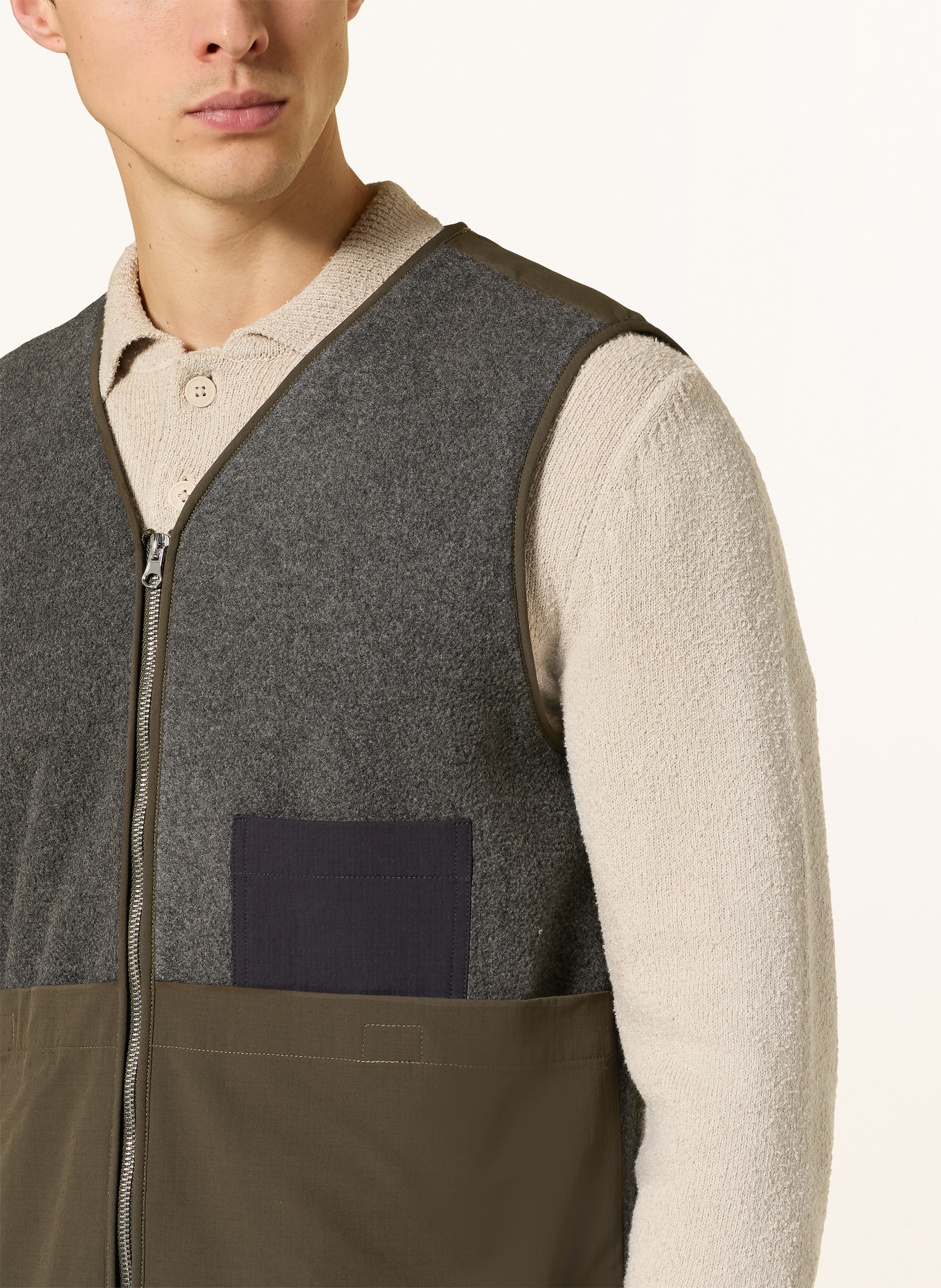 MOS MOSH Gallery Fleeceweste MMGCESS: DUNKELGRAU / KHAKI