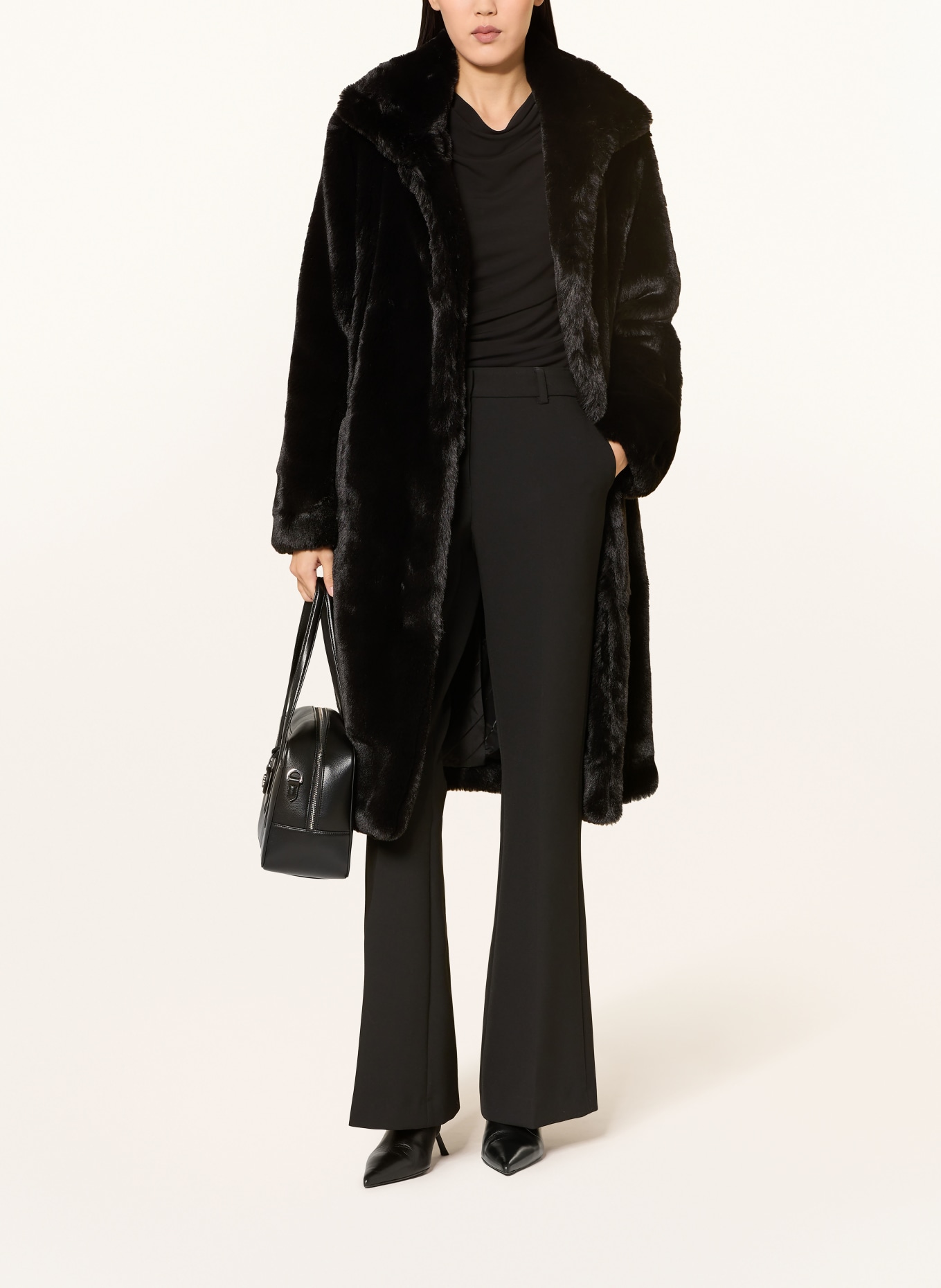 BOSS Kunstfell-Mantel CETEDIA: SCHWARZ