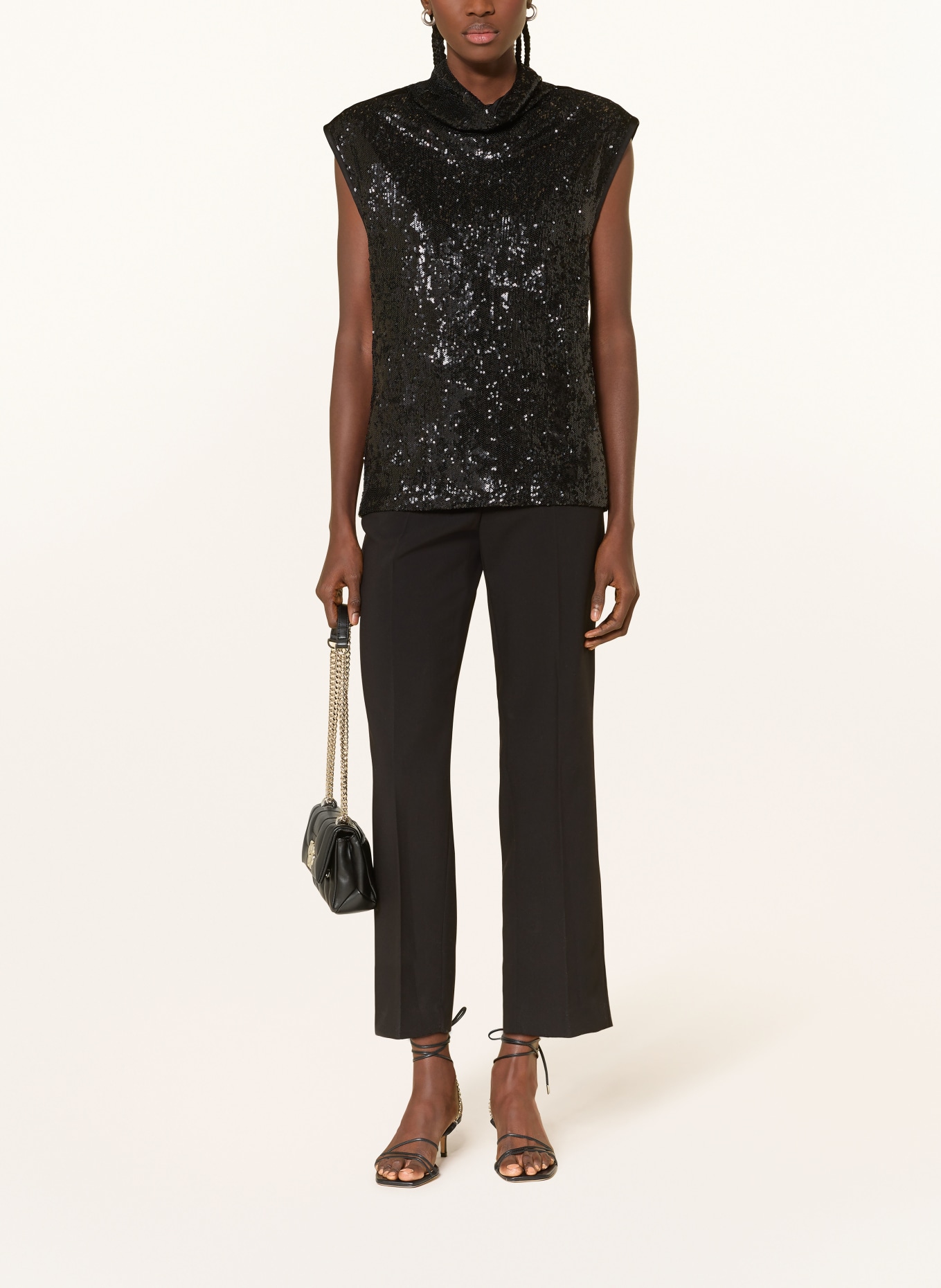 BOSS Top EBIB mit Pailletten: SCHWARZ