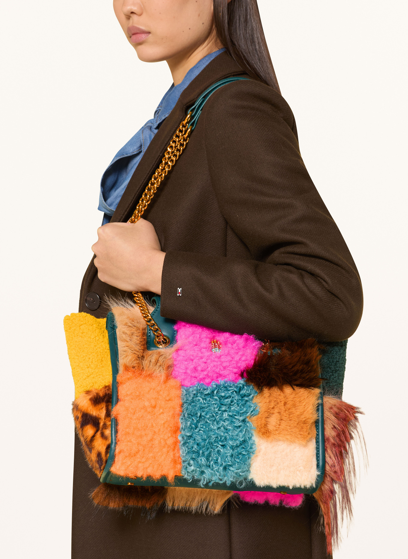 KURT GEIGER Torebka HOXTON: PETROL / MOCNORÓŻOWY / POMARAŃCZOWY